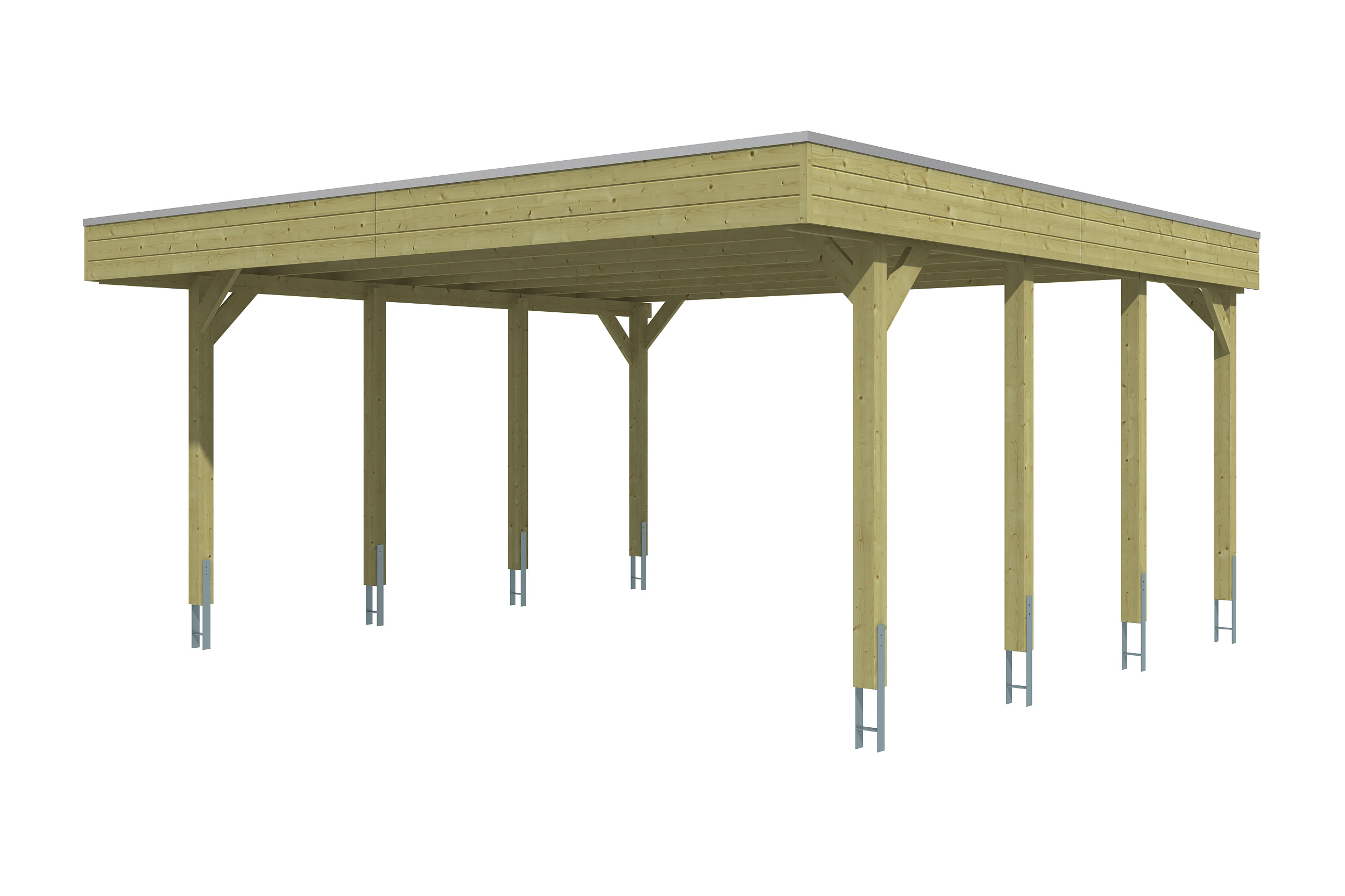 Friesland carport 546 x 555 cm, with steel roof panels, green impregnated