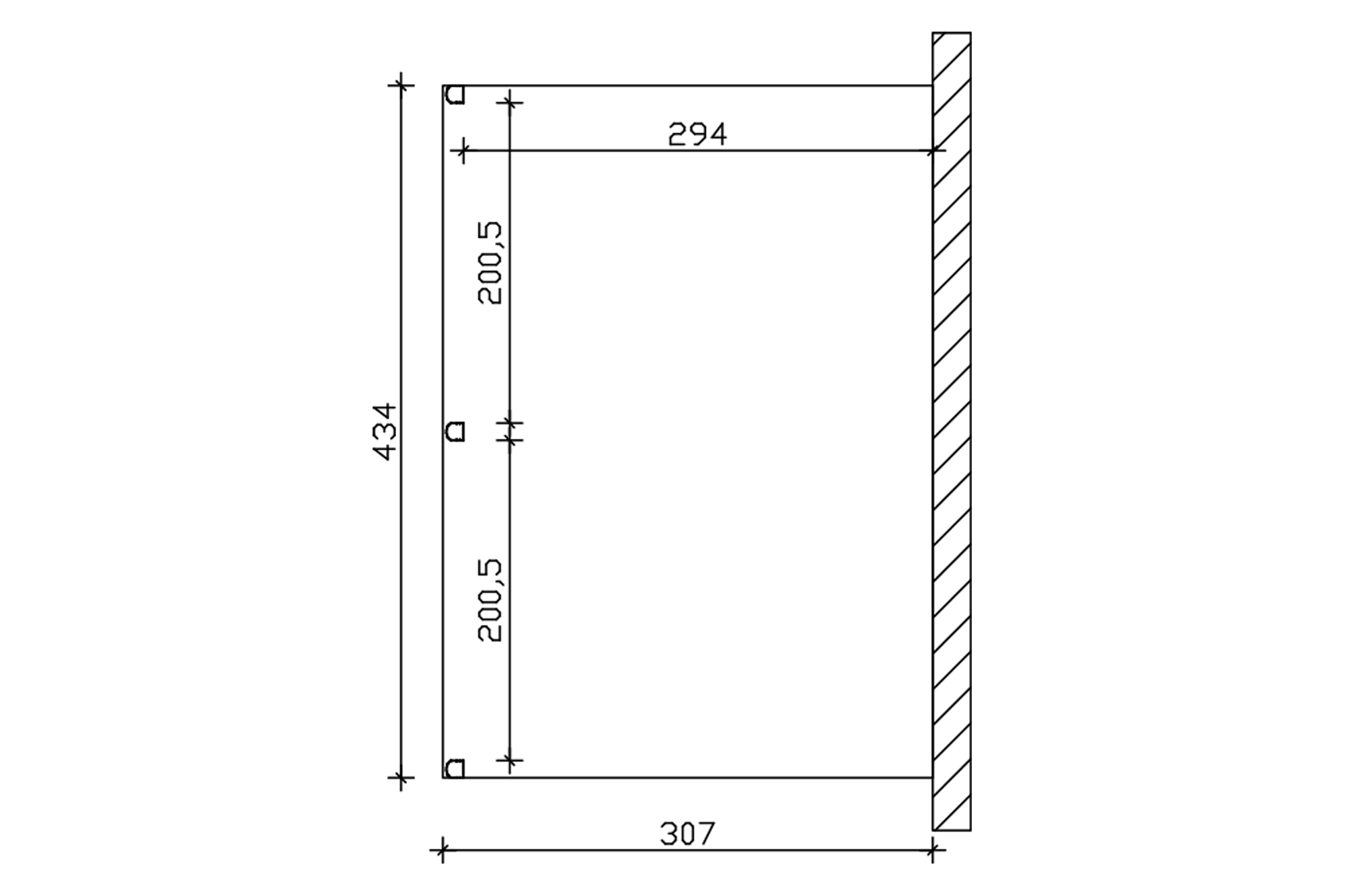 Grafik (Grundriss): Terrassenüberdachung Garda 434x307 cm