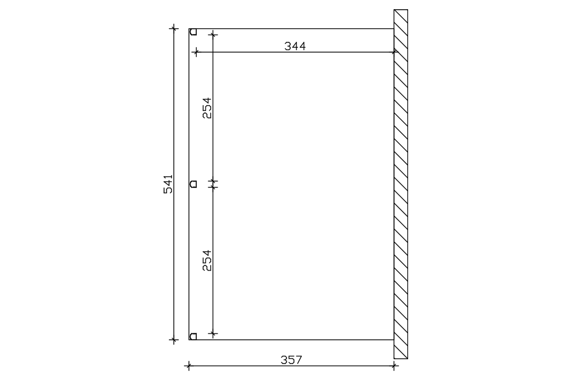Grafik (Grundriss): Terrassenüberdachung Garda 541x357 cm