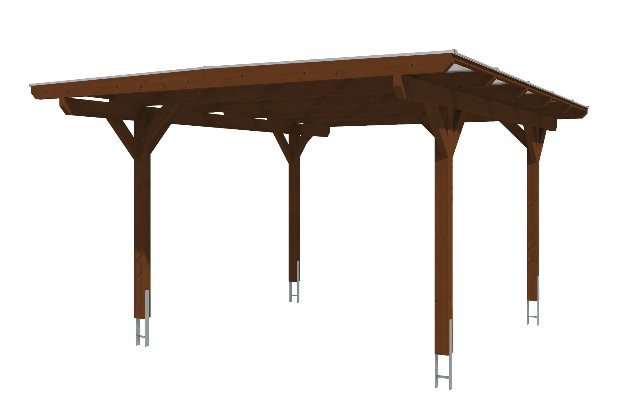 Produktbild: Carport Odenwald 428 x 541 cm, farblich behandelt in nussbaum