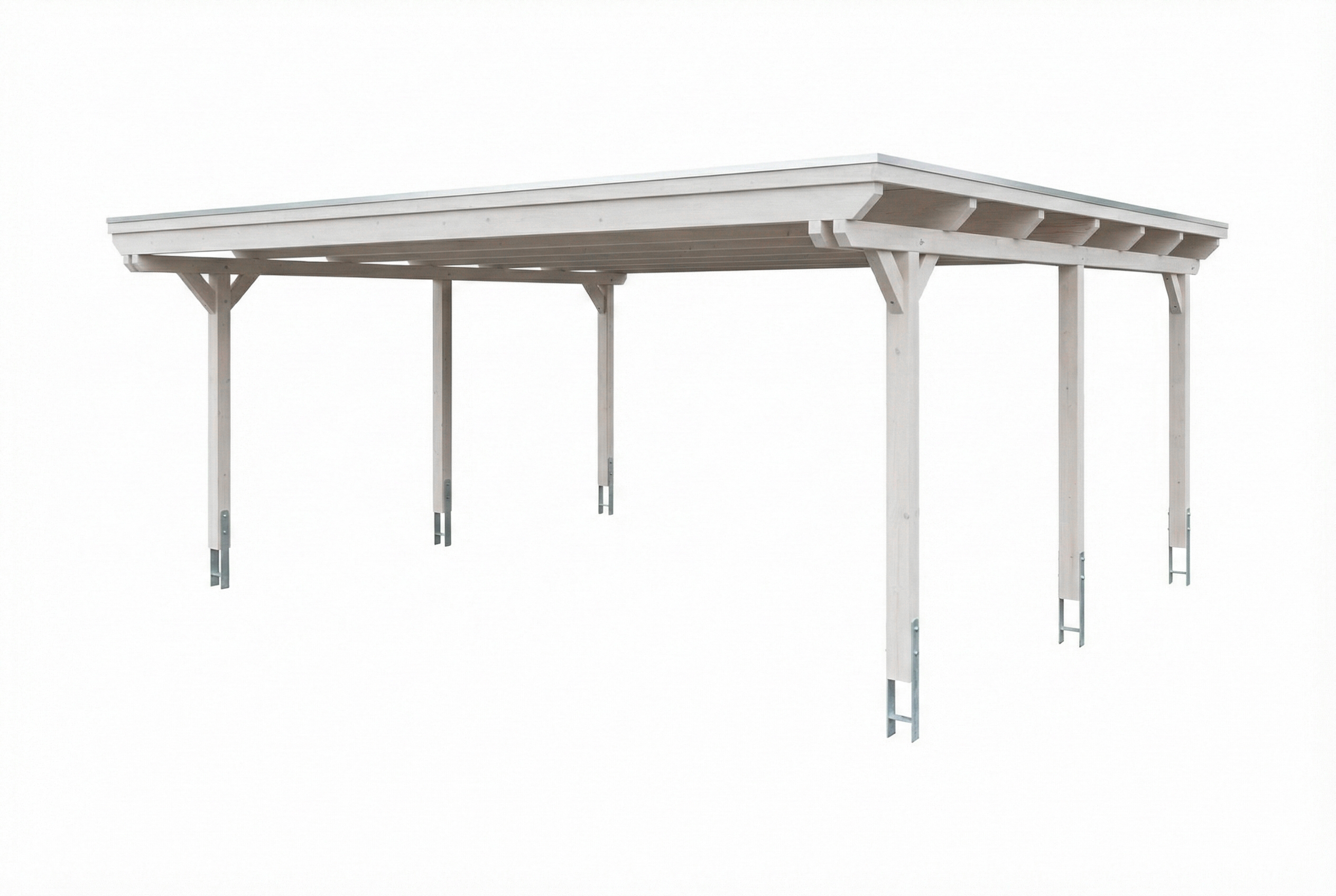 Carport Emsland 609 x 604 cm, Stahl-Dachplatten mit Antikondensvlies, weiß