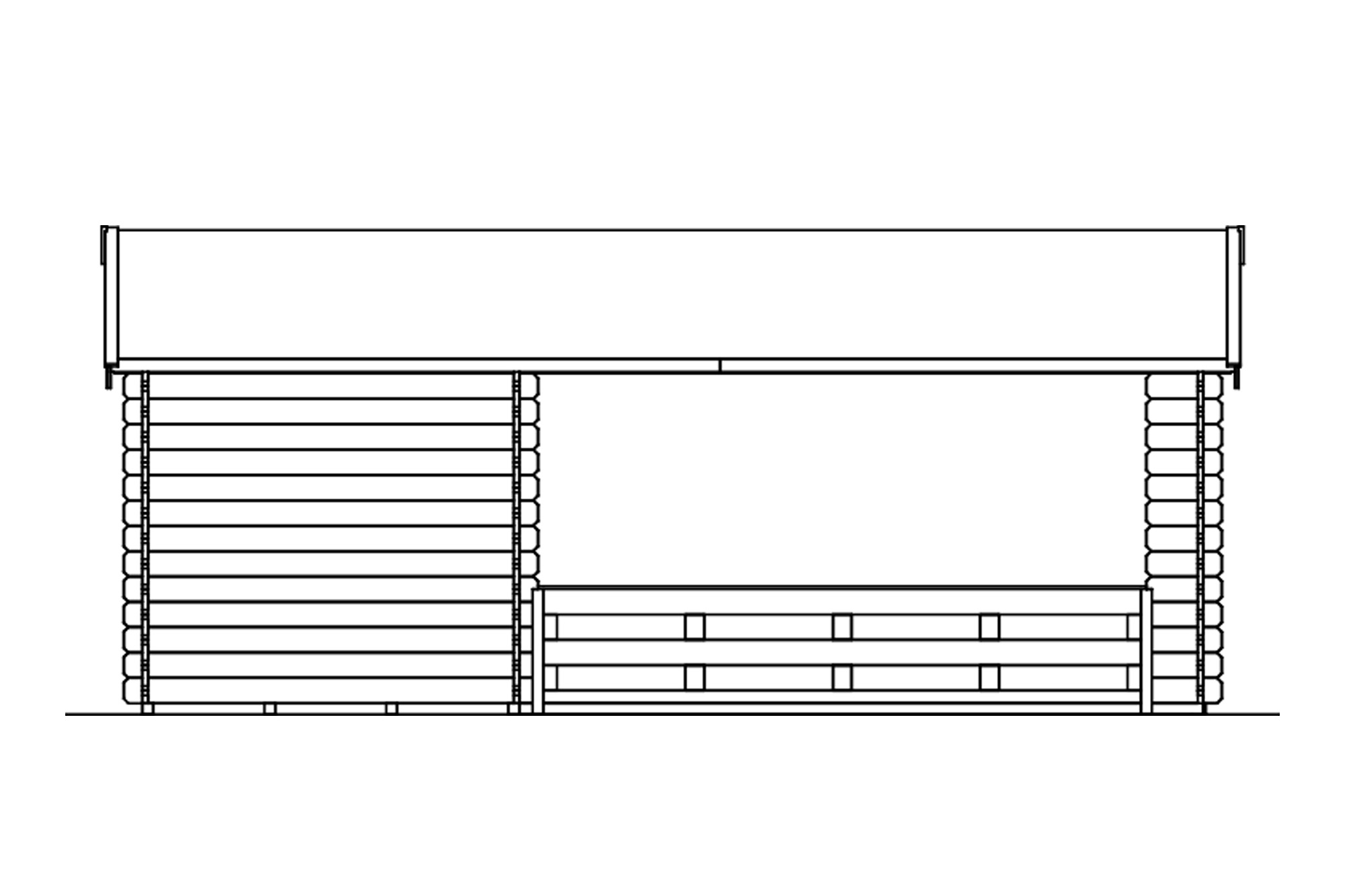 Abri de jardin ALICANTE 380x563cm, avec remise 380x200cm, 28mm, non traité