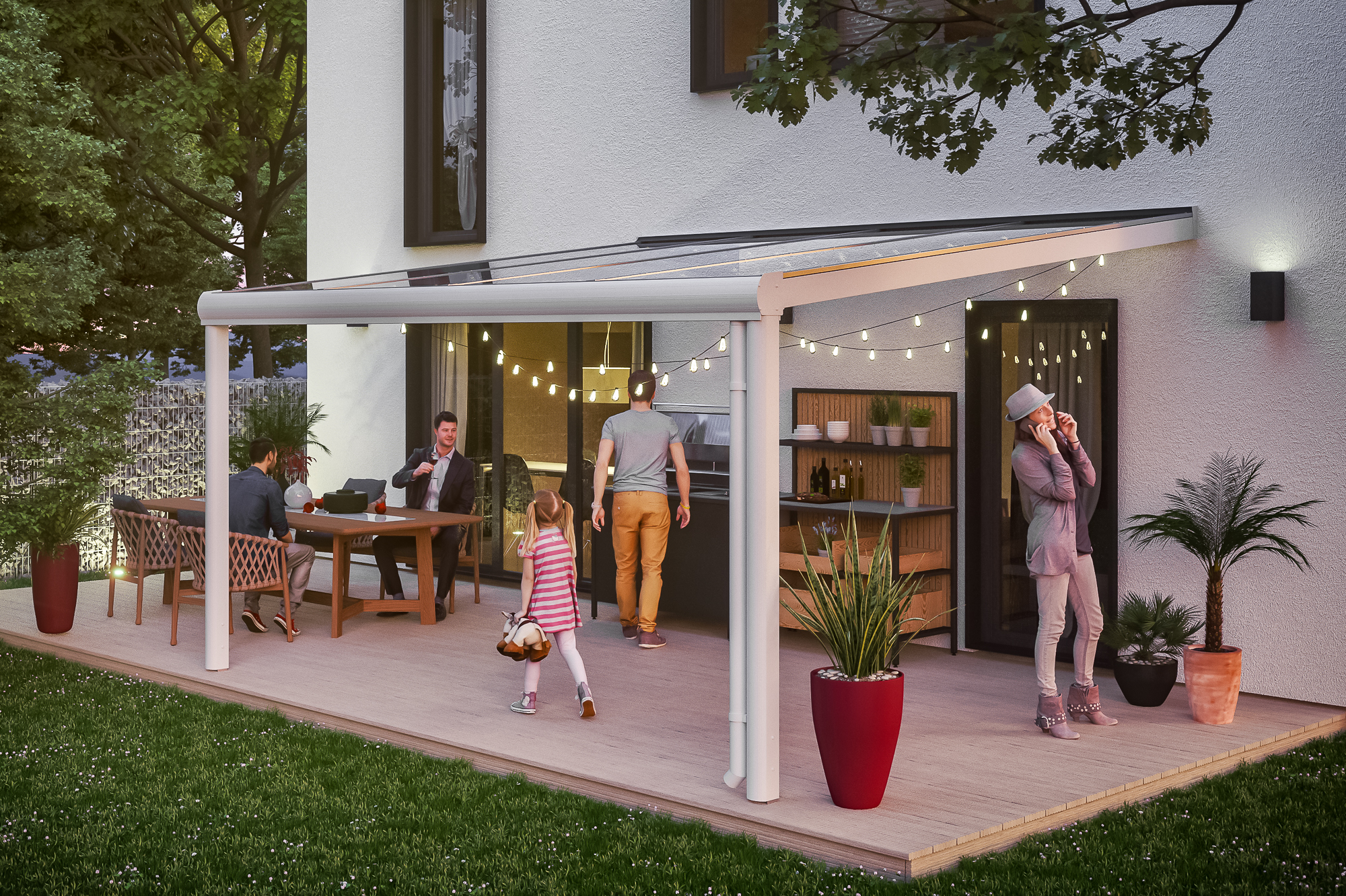 Terrassenüberdachung Genua 434 x 307 cm, Aluminium, weiß