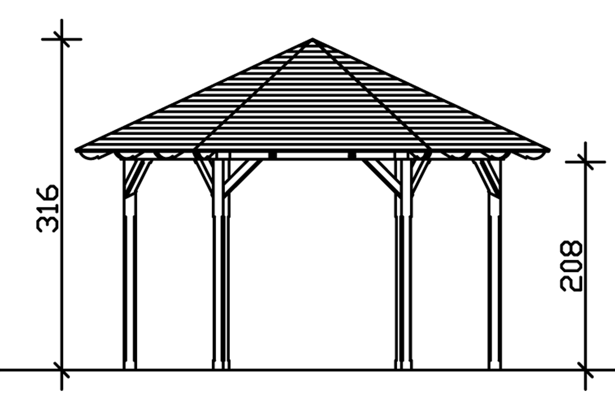 Paviljoen Colmar maat 3, Ø 480 cm, zeshoekig, onbehandeld
