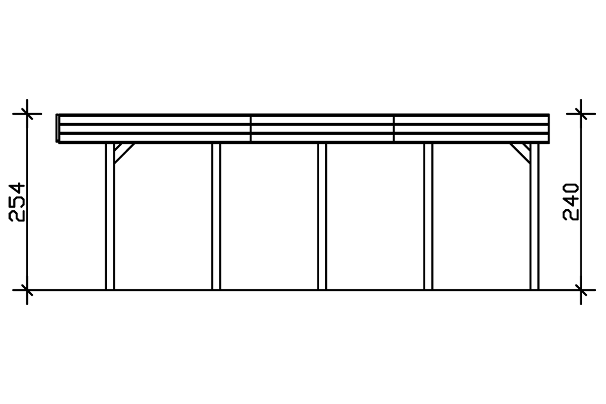 Carport Friesland 557 x 708 cm, gelakt in noten, met dakbetimmering en EPDM-folie