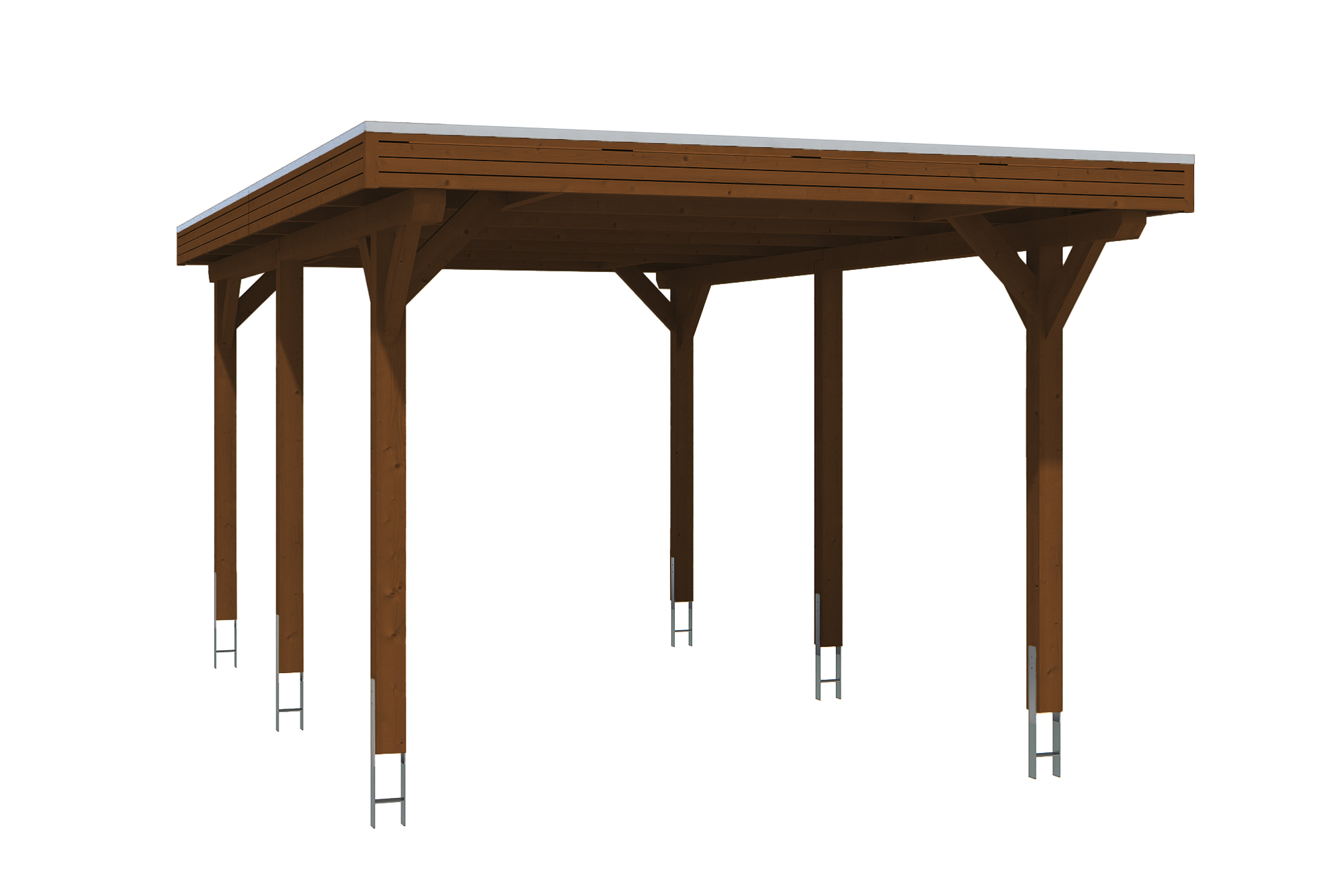 Produktbild: Carport Spessart 355 x 604 cm, farblich behandelt in nussbaum