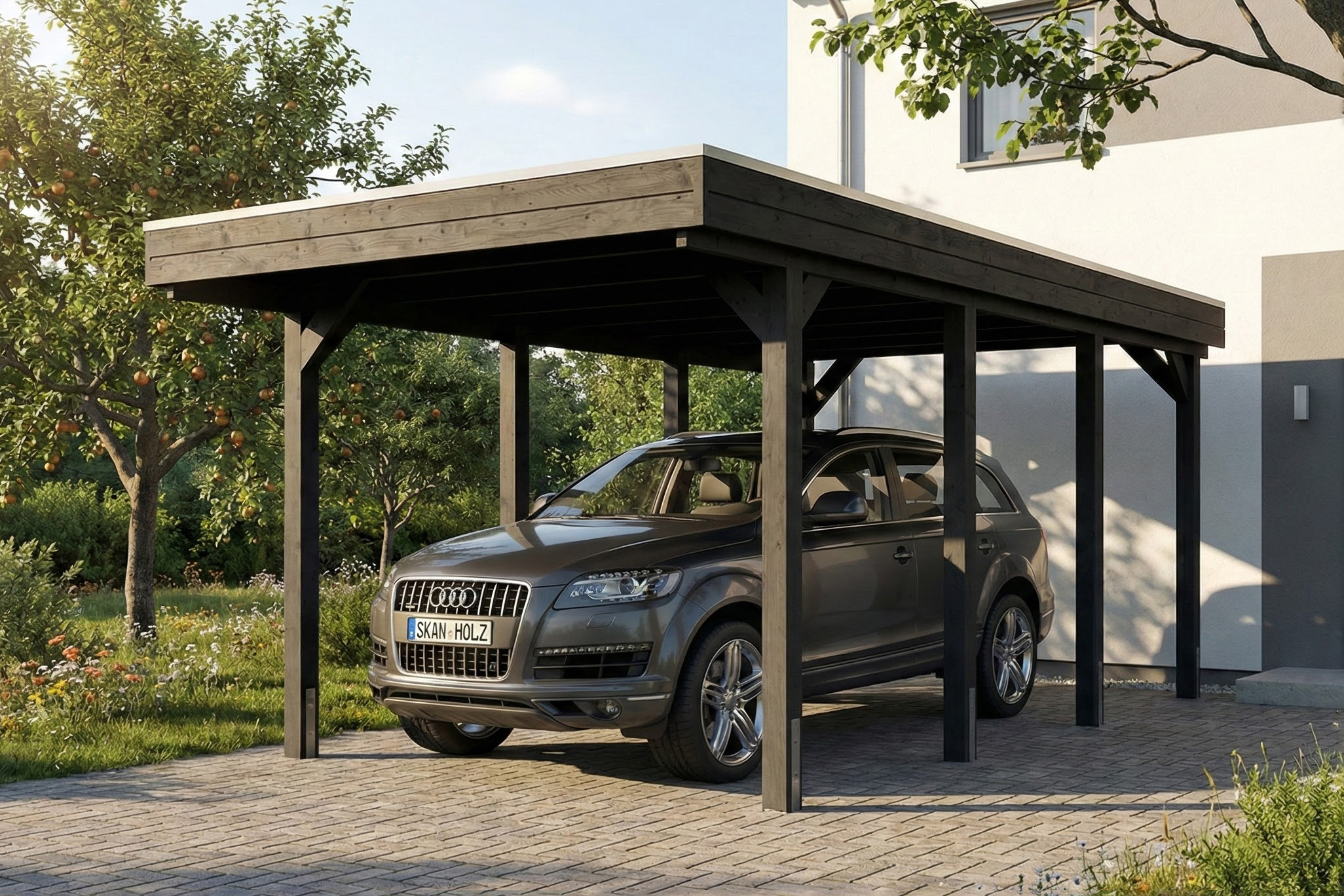Carport Friesland 320 x 555 cm, met dakplaten, antraciet