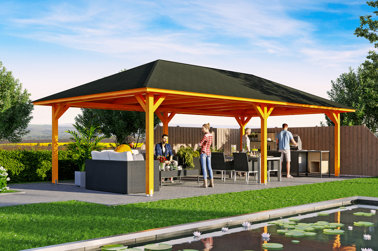 Ambientebild: Pavillon Orleans 3, farblich behandelt in eiche hell