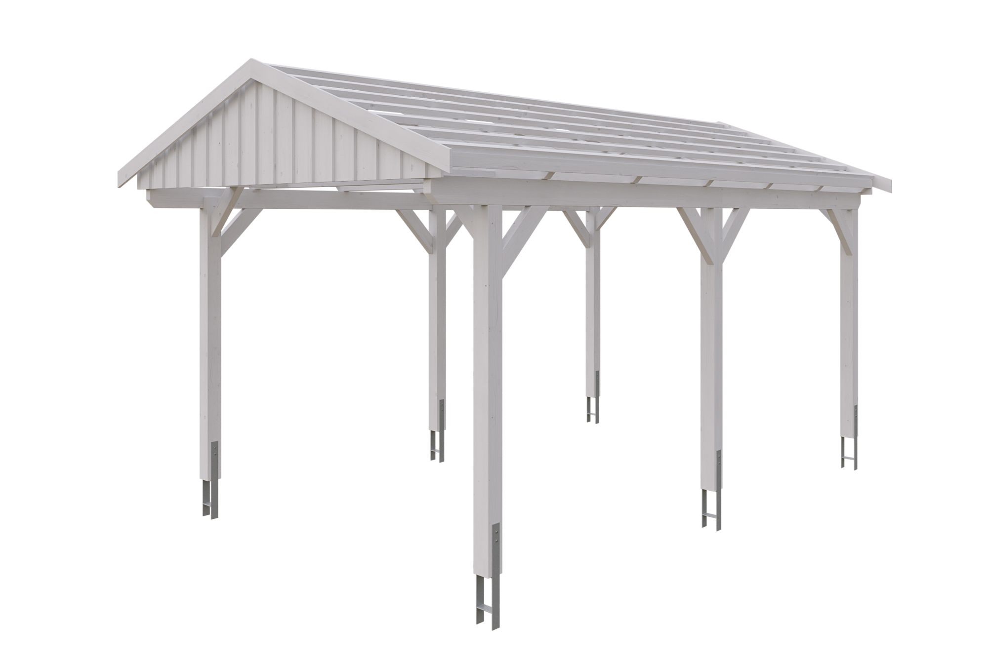 Produktbild: Carport Fichtelberg 317 x 566 cm, farblich behandelt in weiß, mit Dachlatten