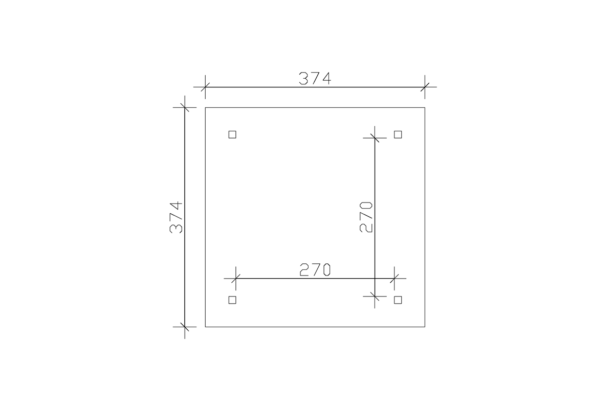 Grafik (Grundriss): Pavillon Cannes 374 x 374 cm