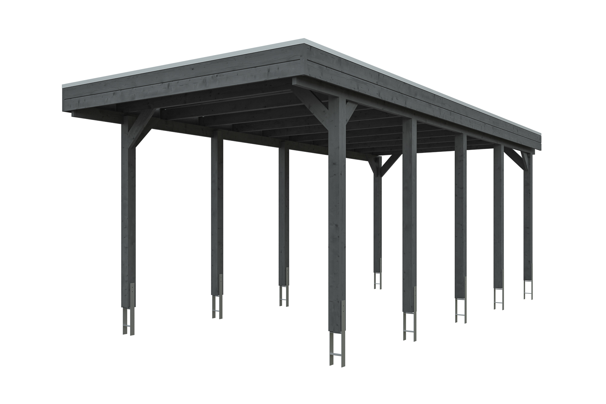 Carport Friesland 320 x 708 cm, met dakplaten, leigrijs