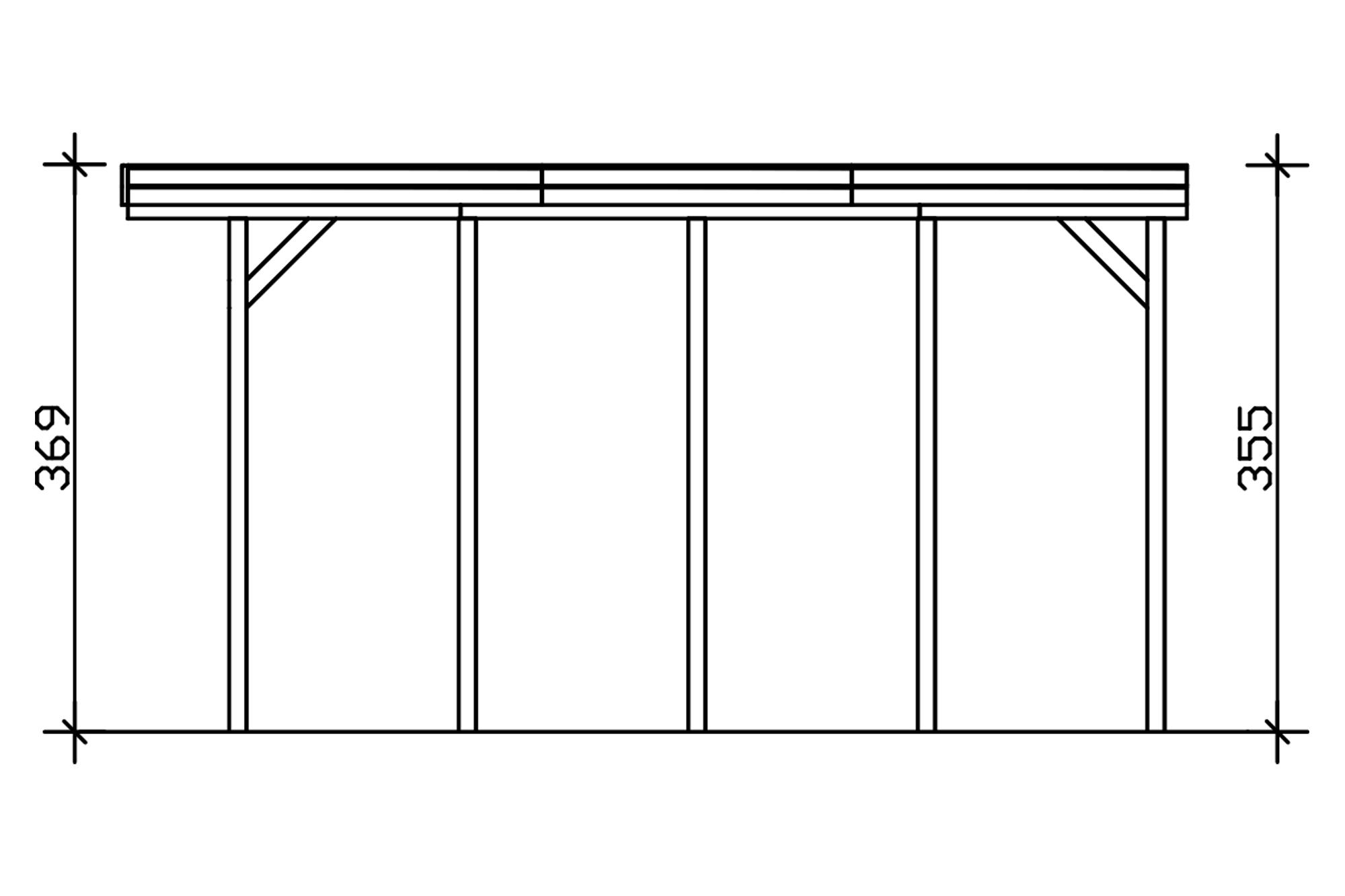 Friesland carport 402 x 708 cm, met dakplaten, leigrijs