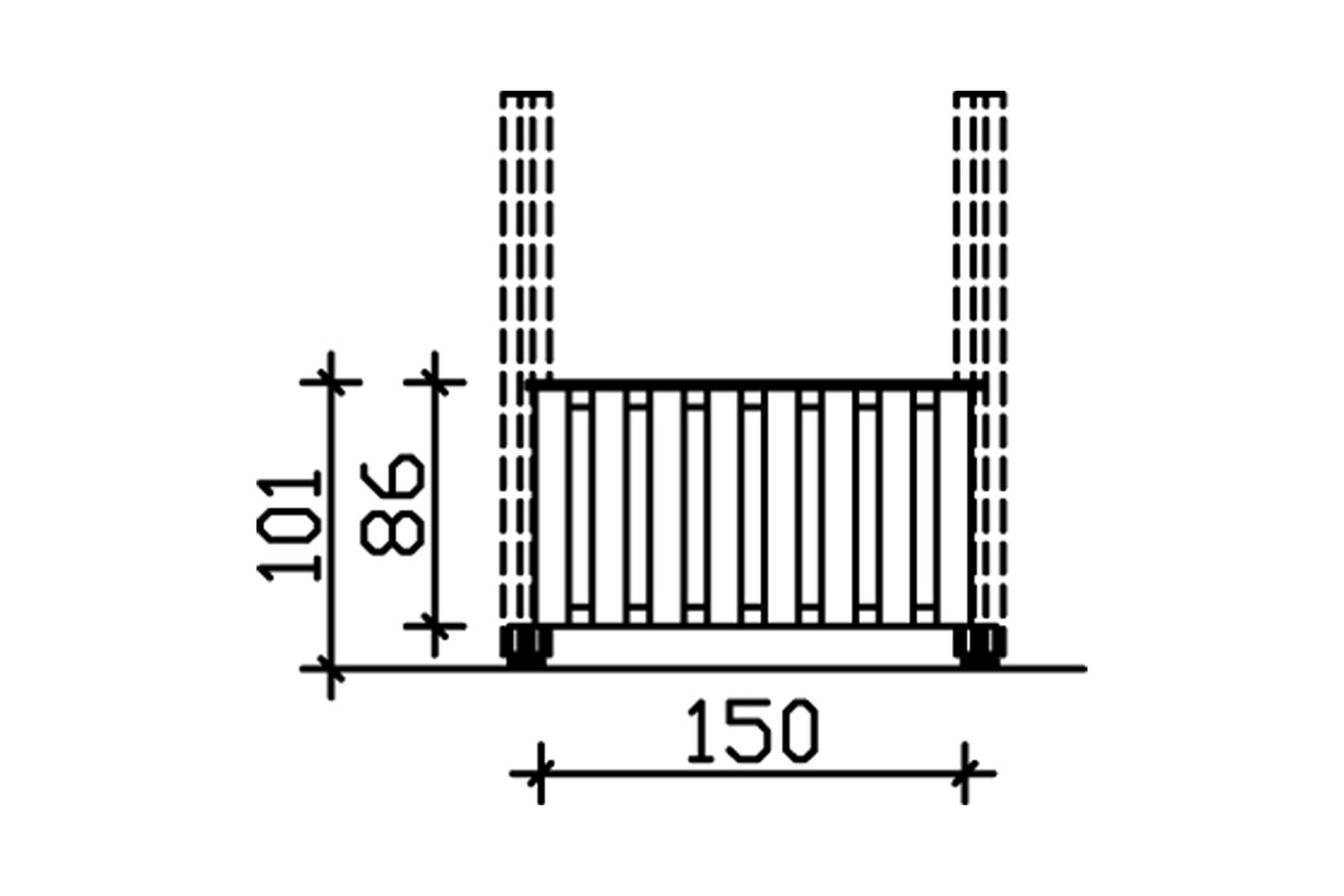 Balustrade 150 x 84 cm (COLMAR 2), Panneaux à lattes verticales, douglas, non traité