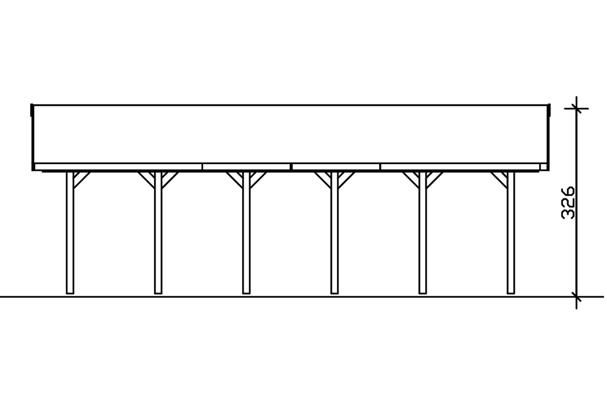Grafik (Schnitt): Carport Wallgau 430 x 900 cm