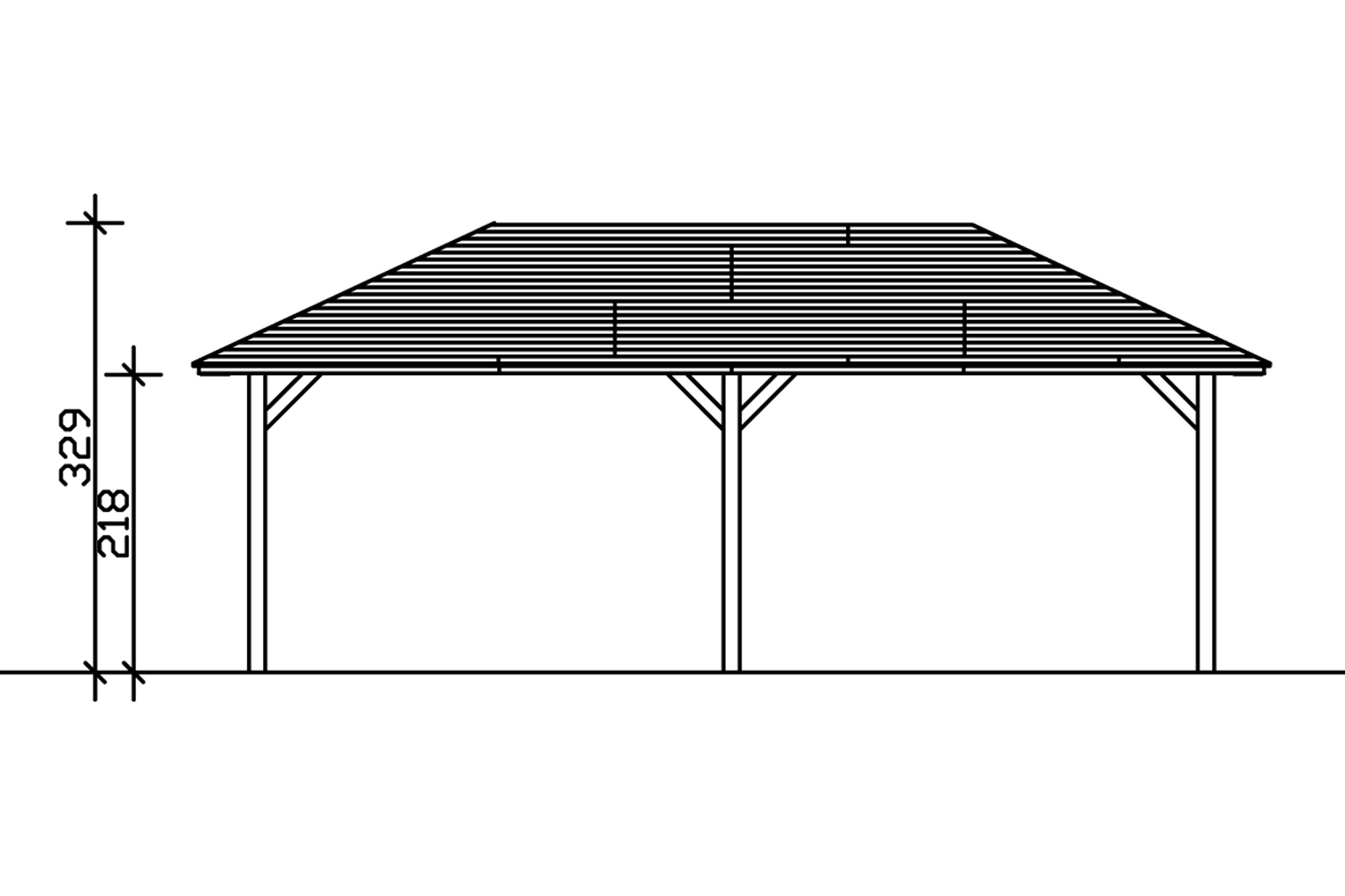 Gloriette ORLEANS 2, 439x786cm, bois lamellé-collé, traitement coloré chêne clair