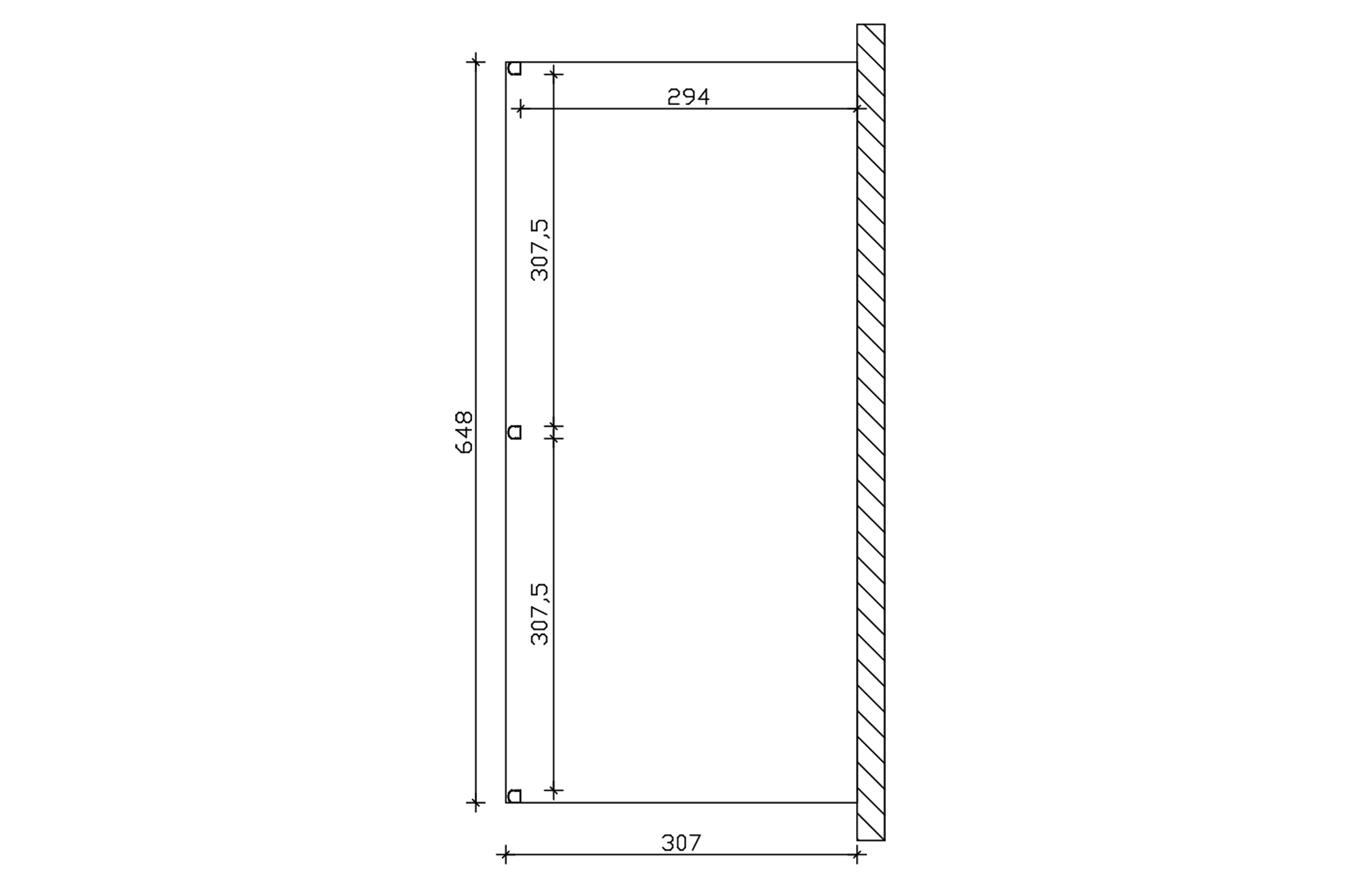 Grafik (Grundriss): Terrassenüberdachung Garda 648x307 cm