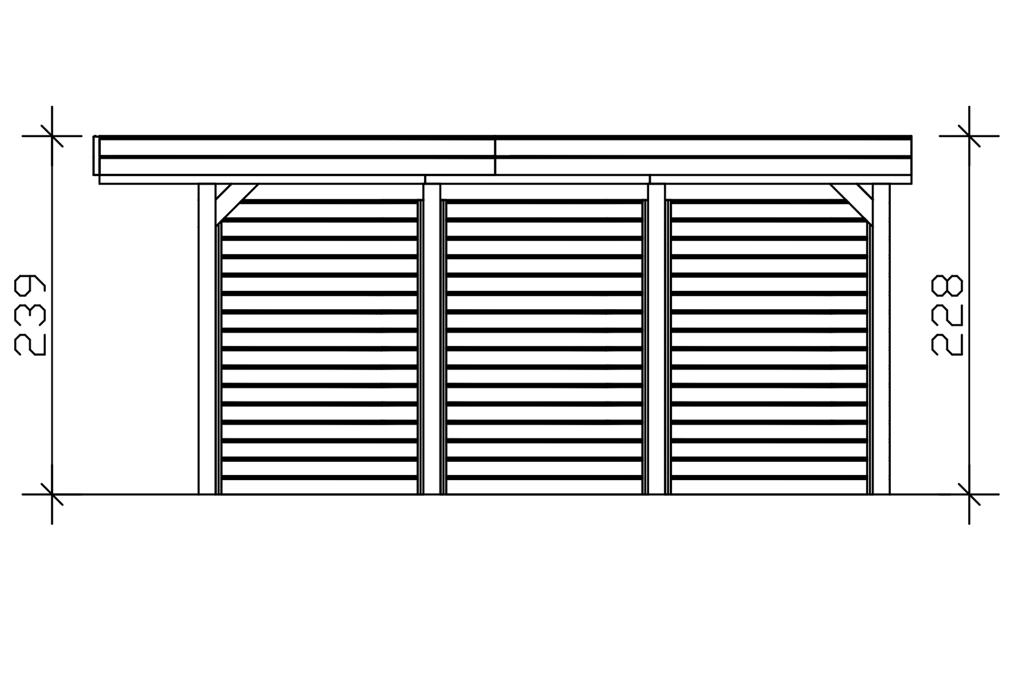 Carport Friesland Set A, 320 x 555 cm, mit Seiten- und Rückwand, grün imprägniert