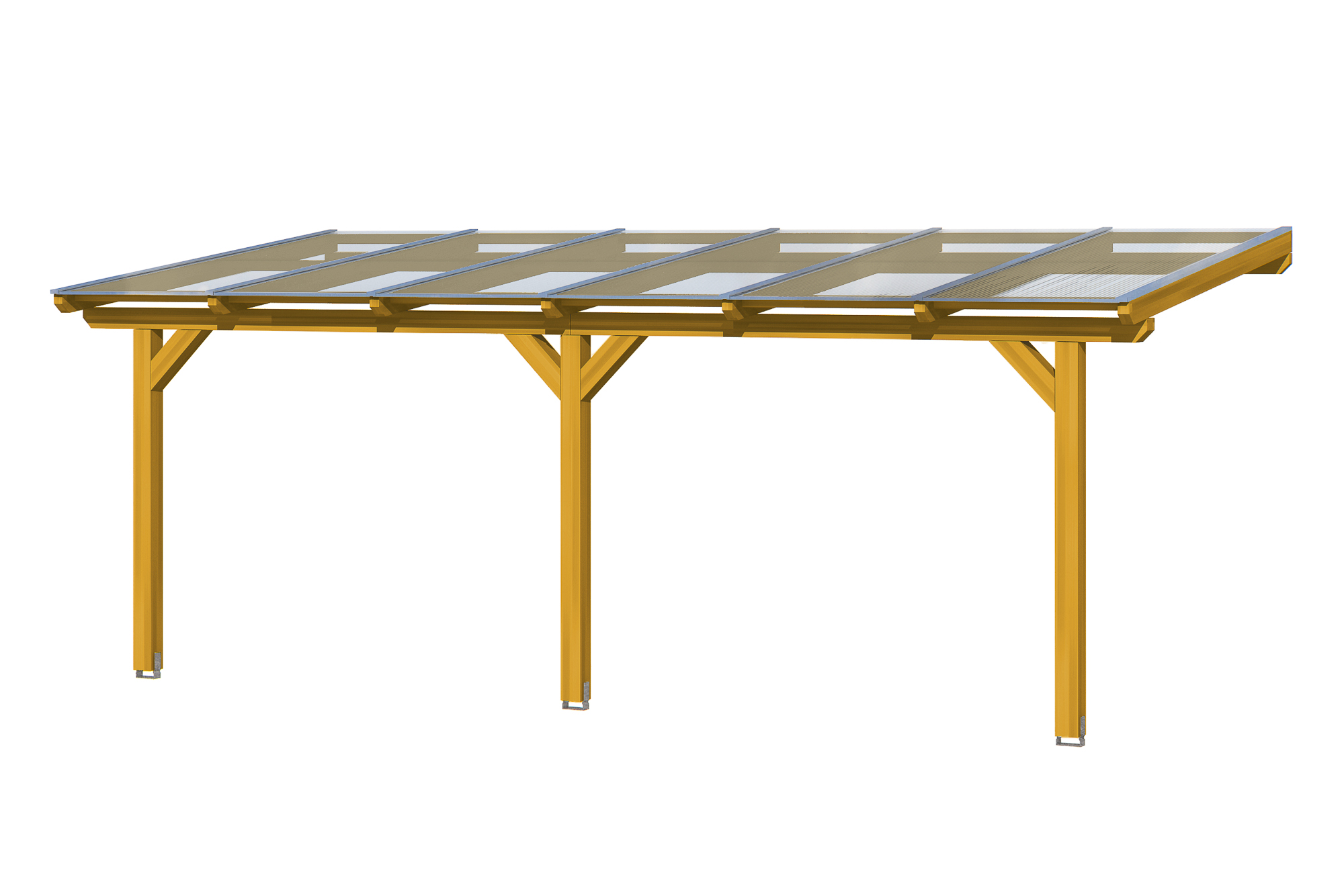 Terrasoverkapping Bormio 648 x 300 cm, gelamineerd hout, gelakt in licht eiken