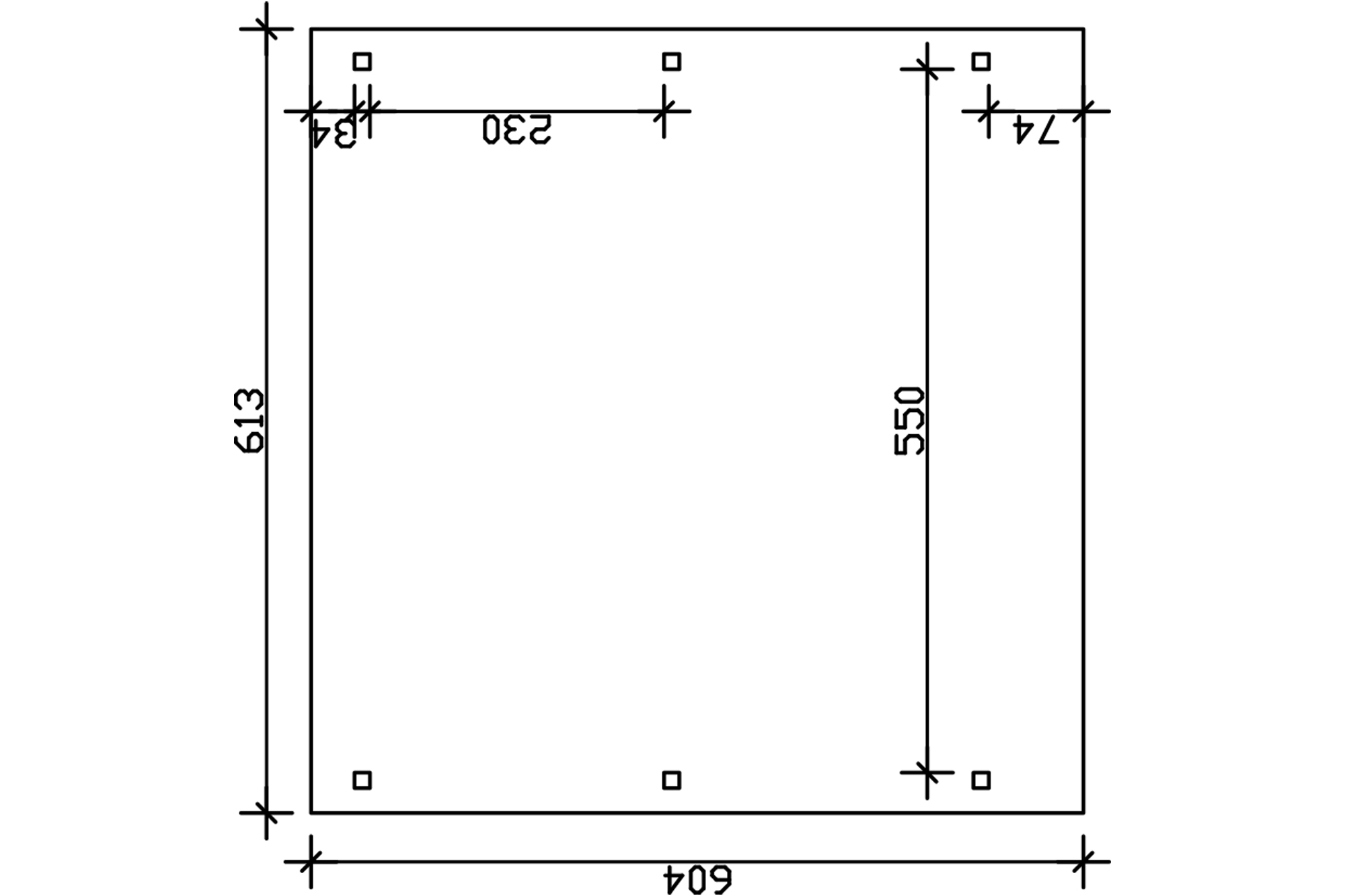 Grafik (Grundriss): Carport Emsland 613 x 604 cm