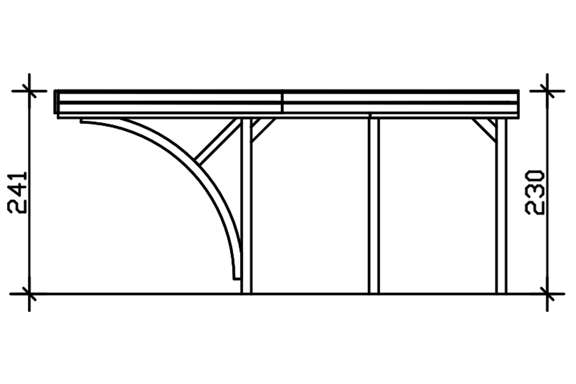 Carport Friesland Set F, 320 x 555 cm, mit zwei Einfahrtsbögen, grün imprägniert
