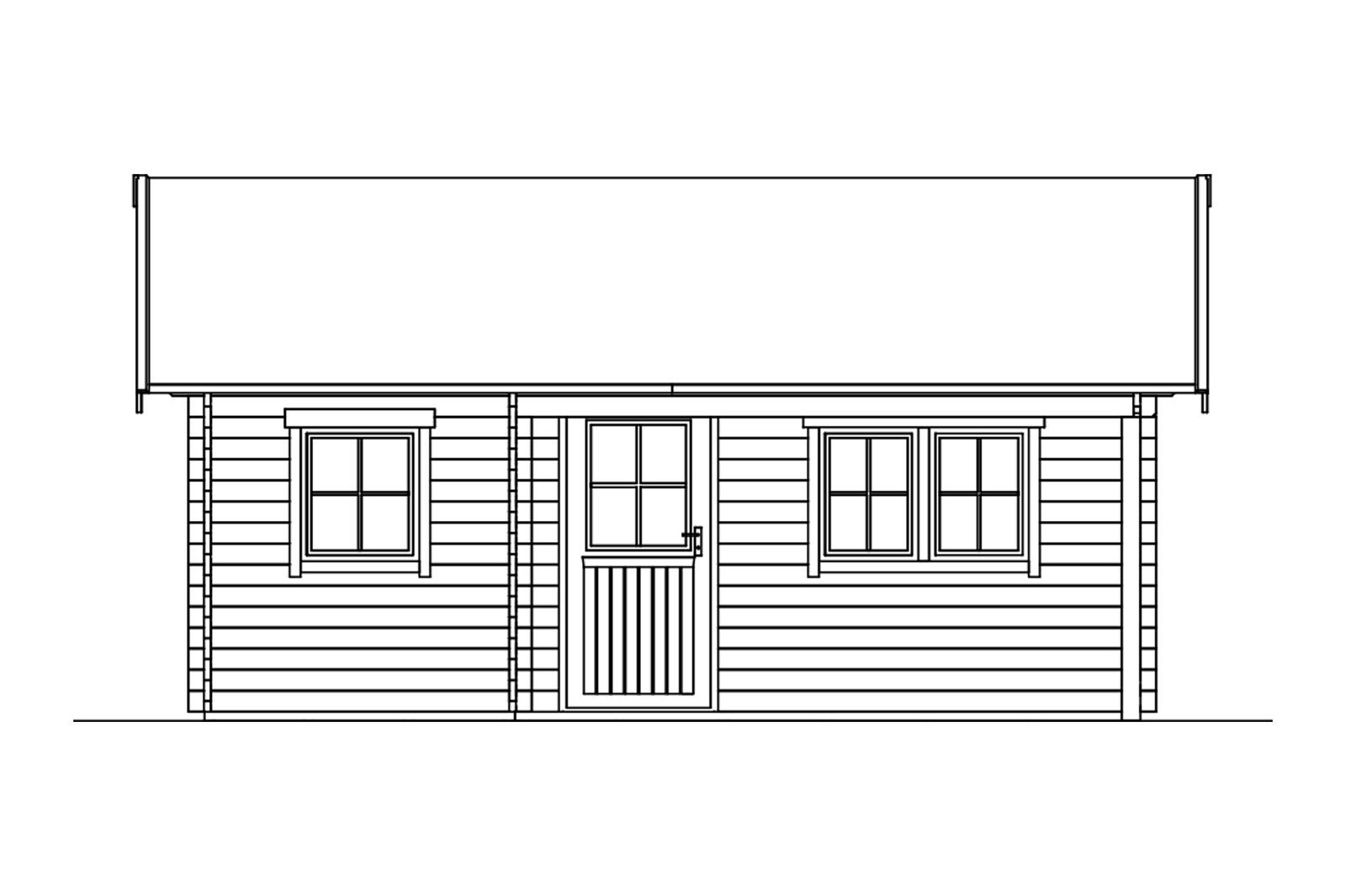 Log cabin St. Moritz 600 x 500 cm with 2. layers of roof boards, untreated