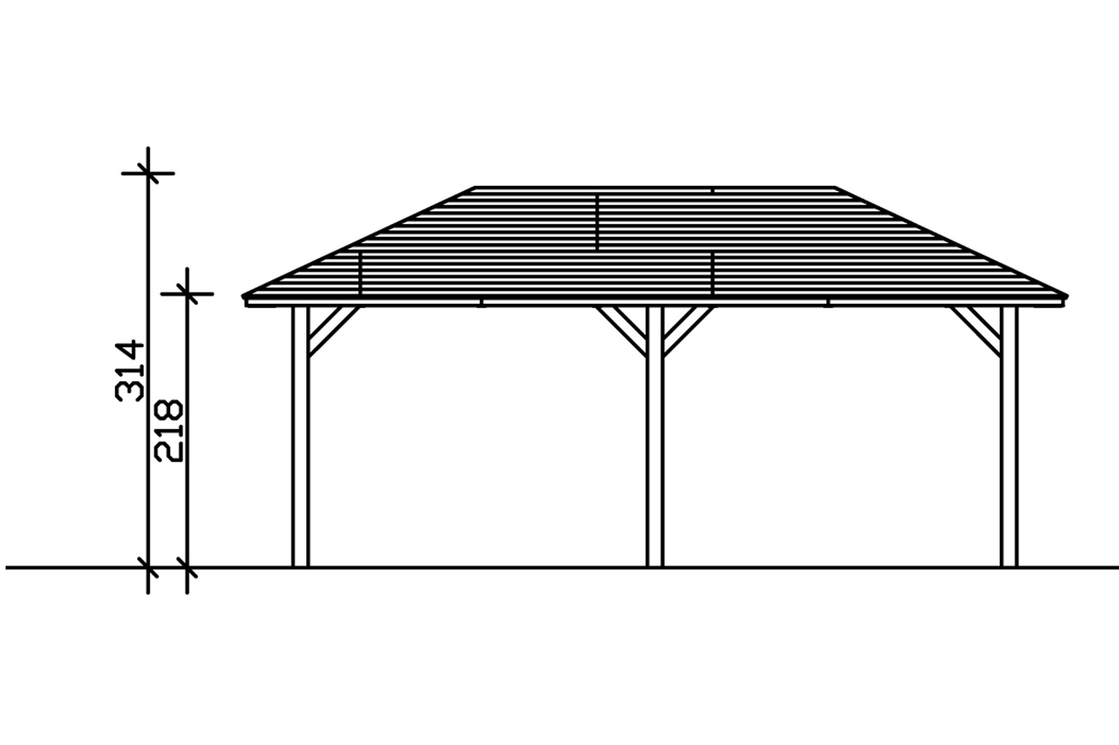 Paviljoen Orleans maat 1, 374 x 656 cm, vierhoekig, onbehandeld