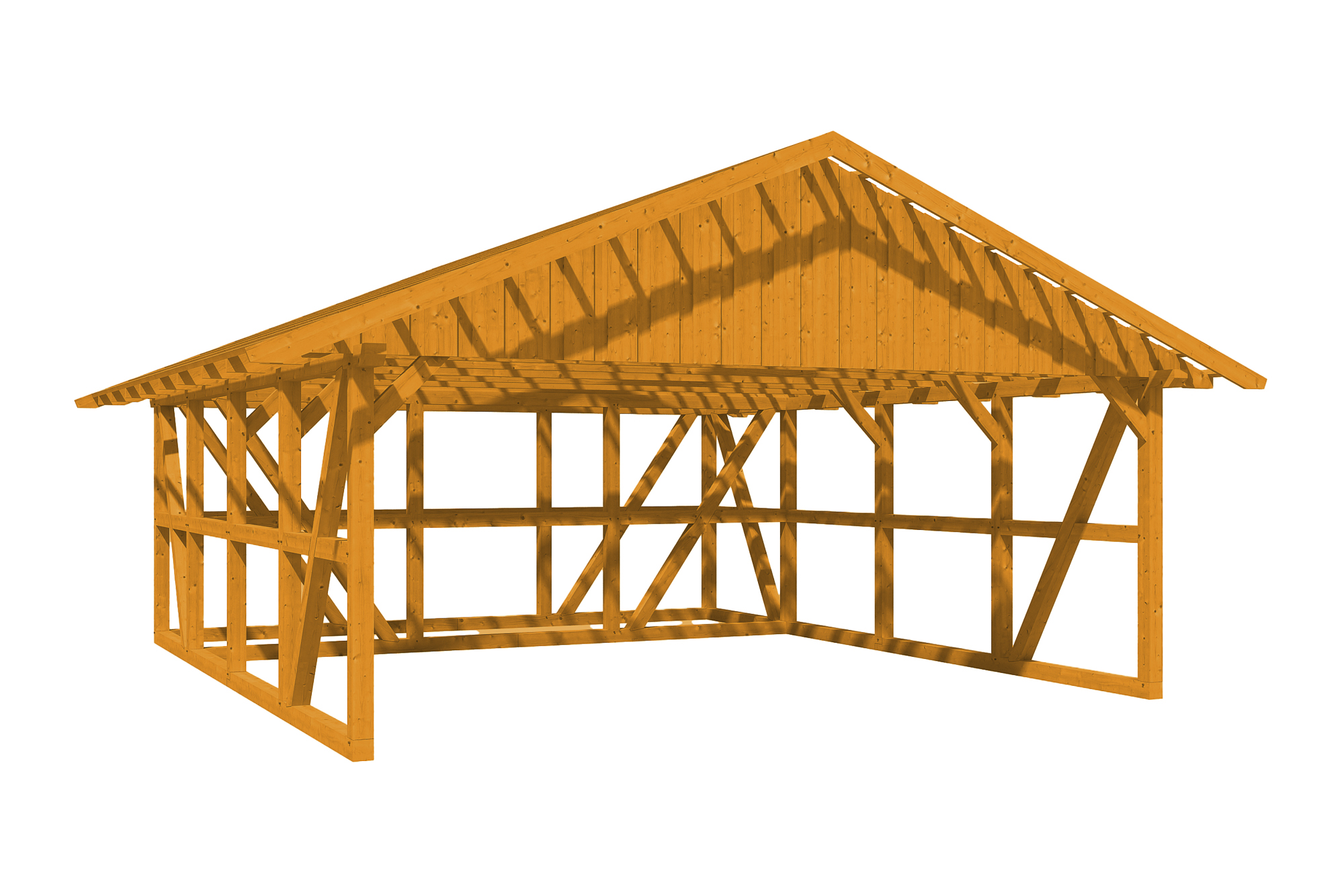 Produktbild: Carport Schwarzwald 684 x 772 cm mit Abstellraum, mit Dachlatten, farblich behandelt in eiche hell