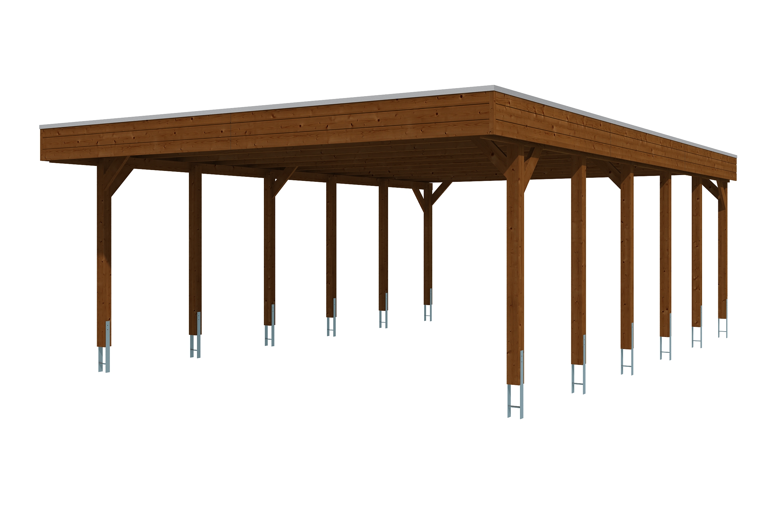 Carport Friesland 546 x 860 cm, met dakplaten, walnoot