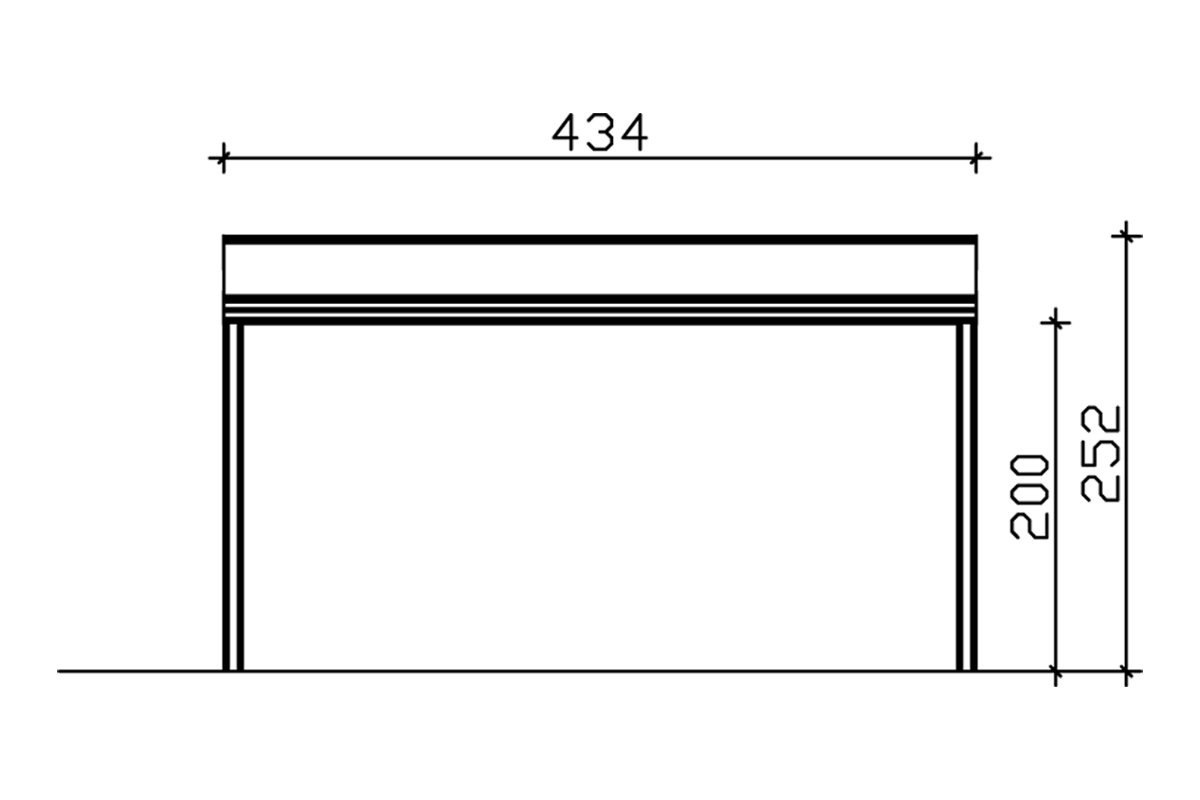 Grafik (Vorderansicht): Terrassenüberdachung Modena 434x257 cm