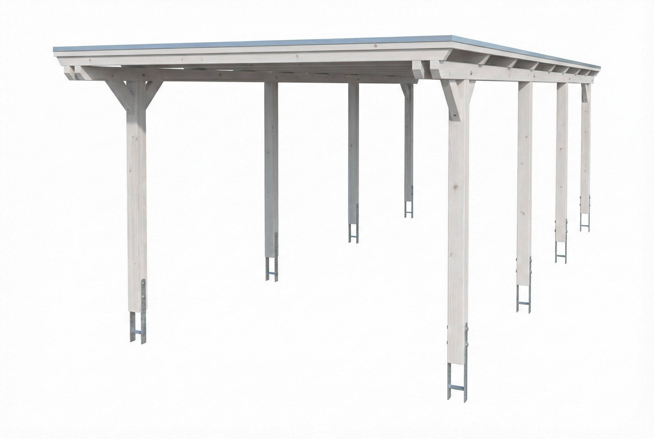 Carport Emsland 340 x 846 cm, panneaux de toit en acier avec voile de condensation antique, blanc