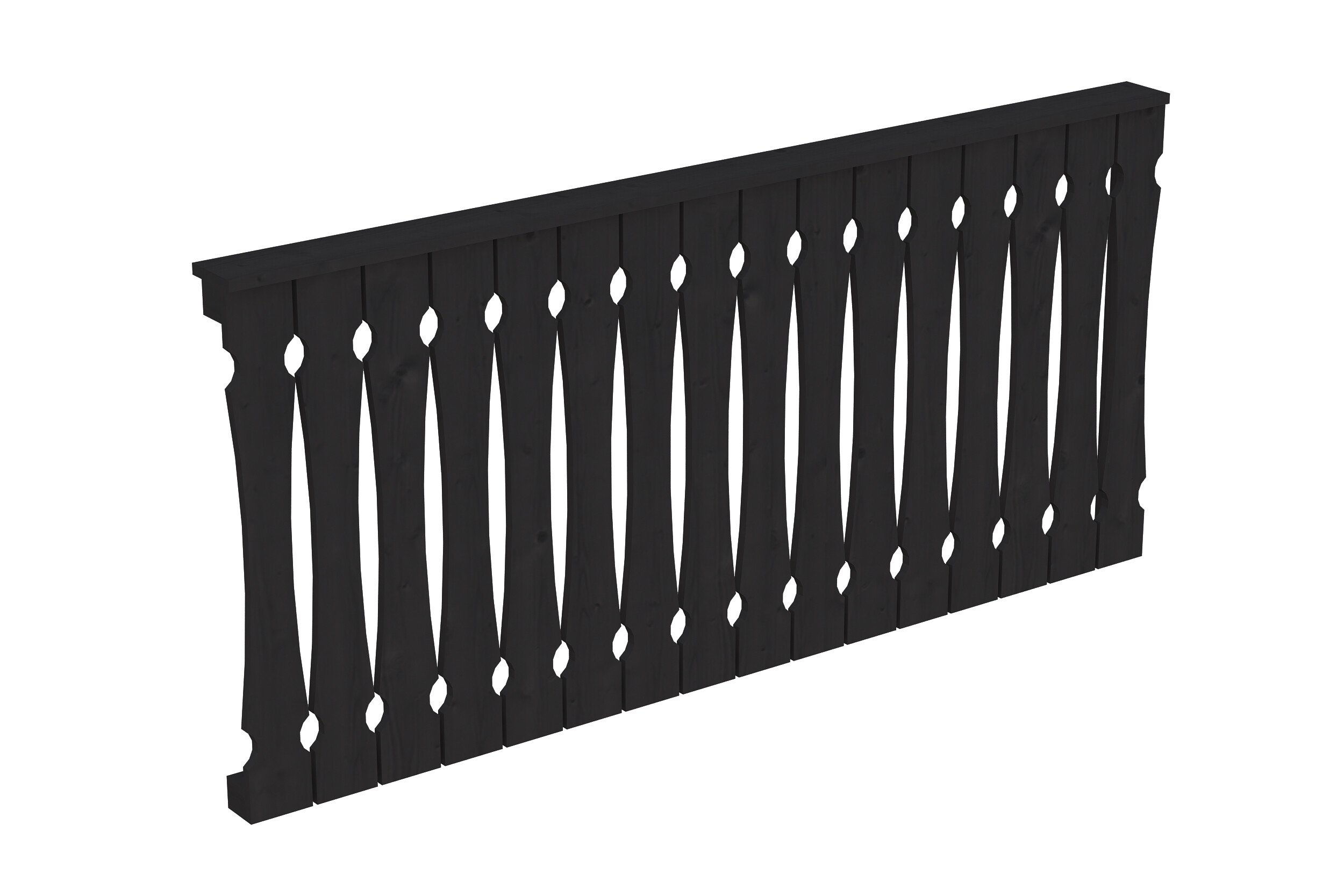 Balustrade panneau ajouré 205 x 96 cm, bois d'épinette, traitement coloré anthracite