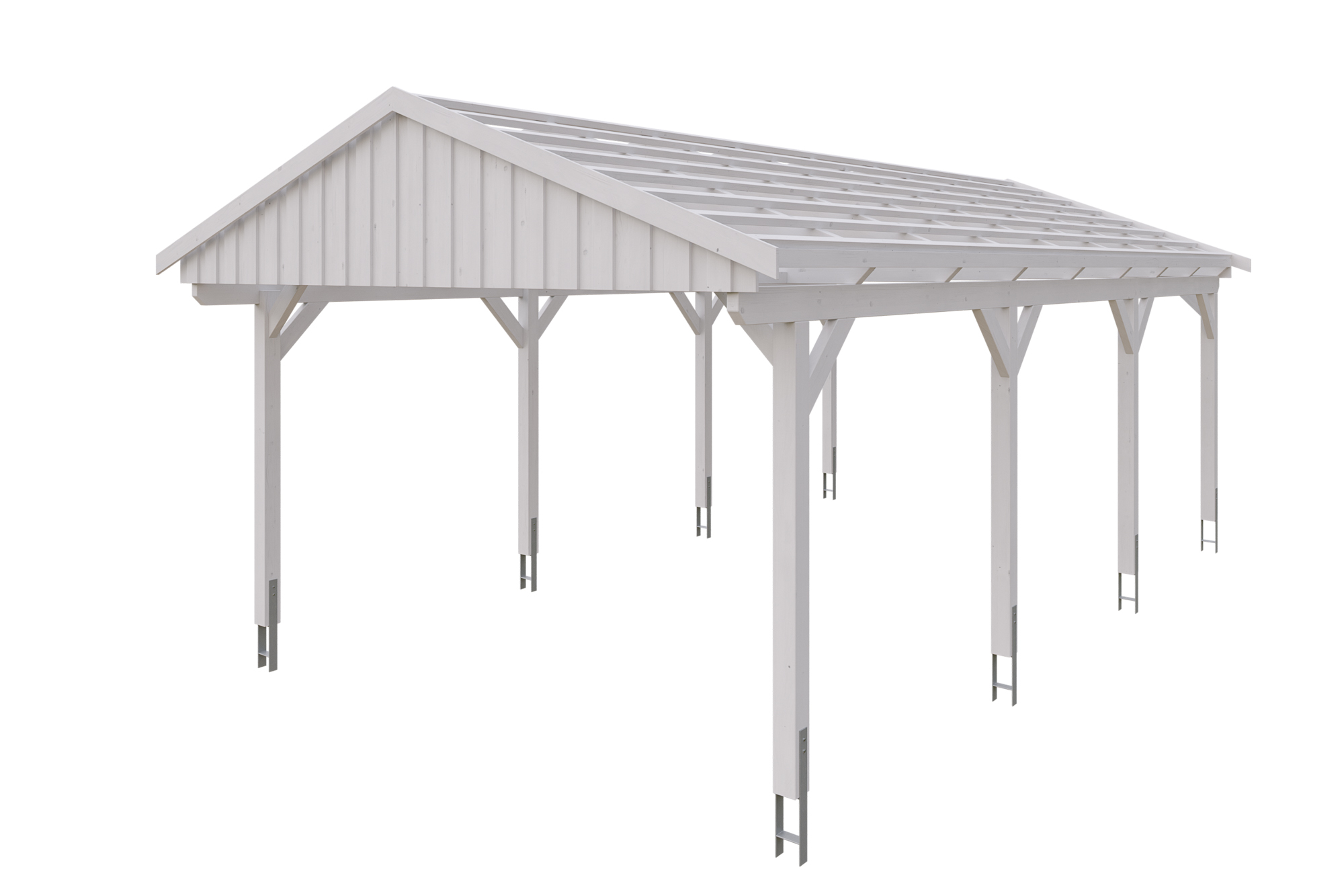Produktbild: Carport Fichtelberg 423 x 808 cm, farblich behandelt in weiß, mit Dachlatten