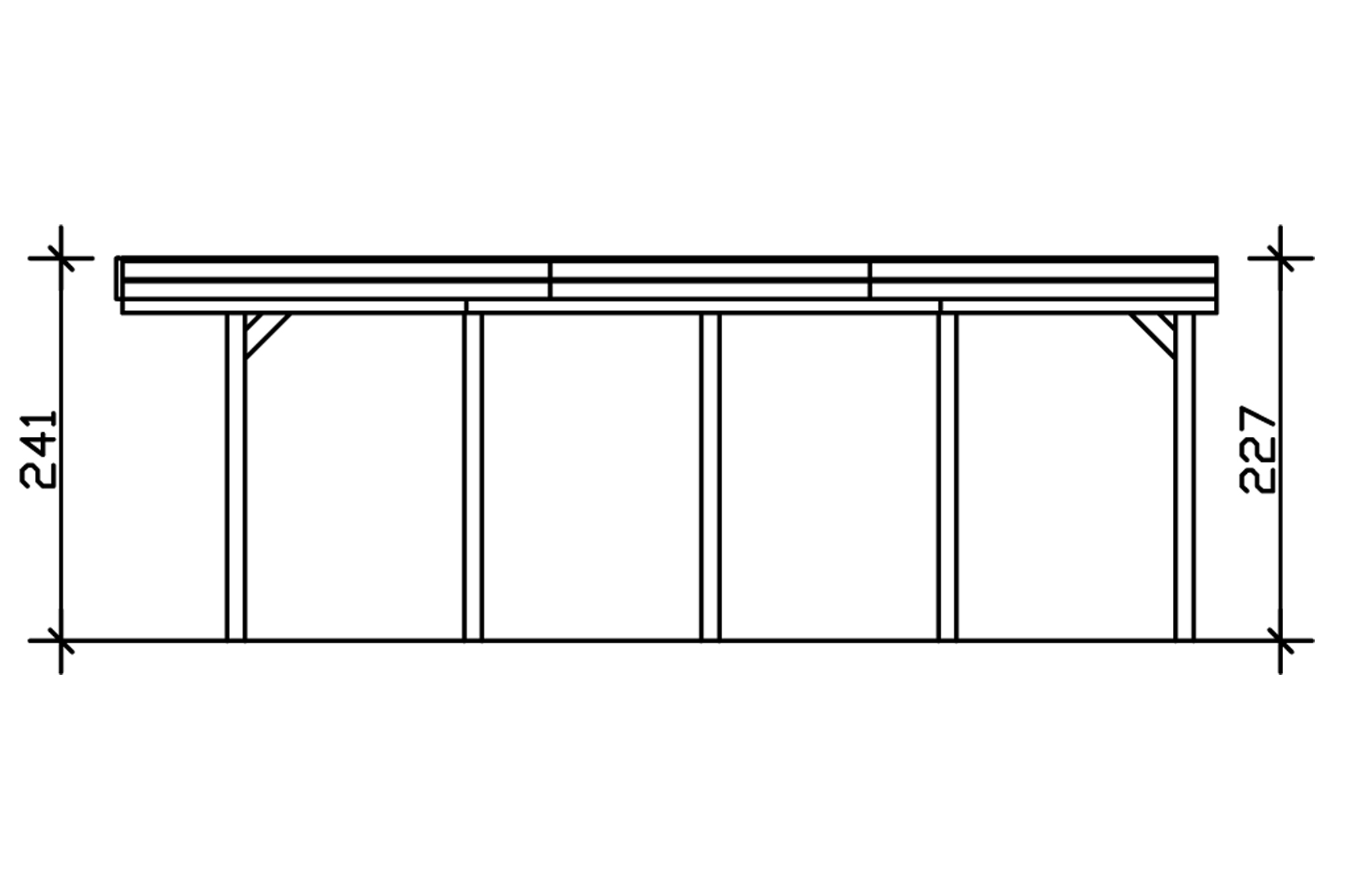 Carport Friesland 397 x 708 cm, gelakt in noten, met Aluminium dakplaten