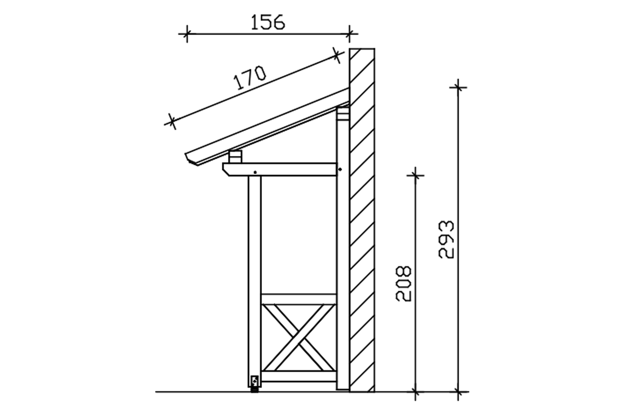 Vordach Paderborn Typ 4, 242 x 156 cm, eiche hell