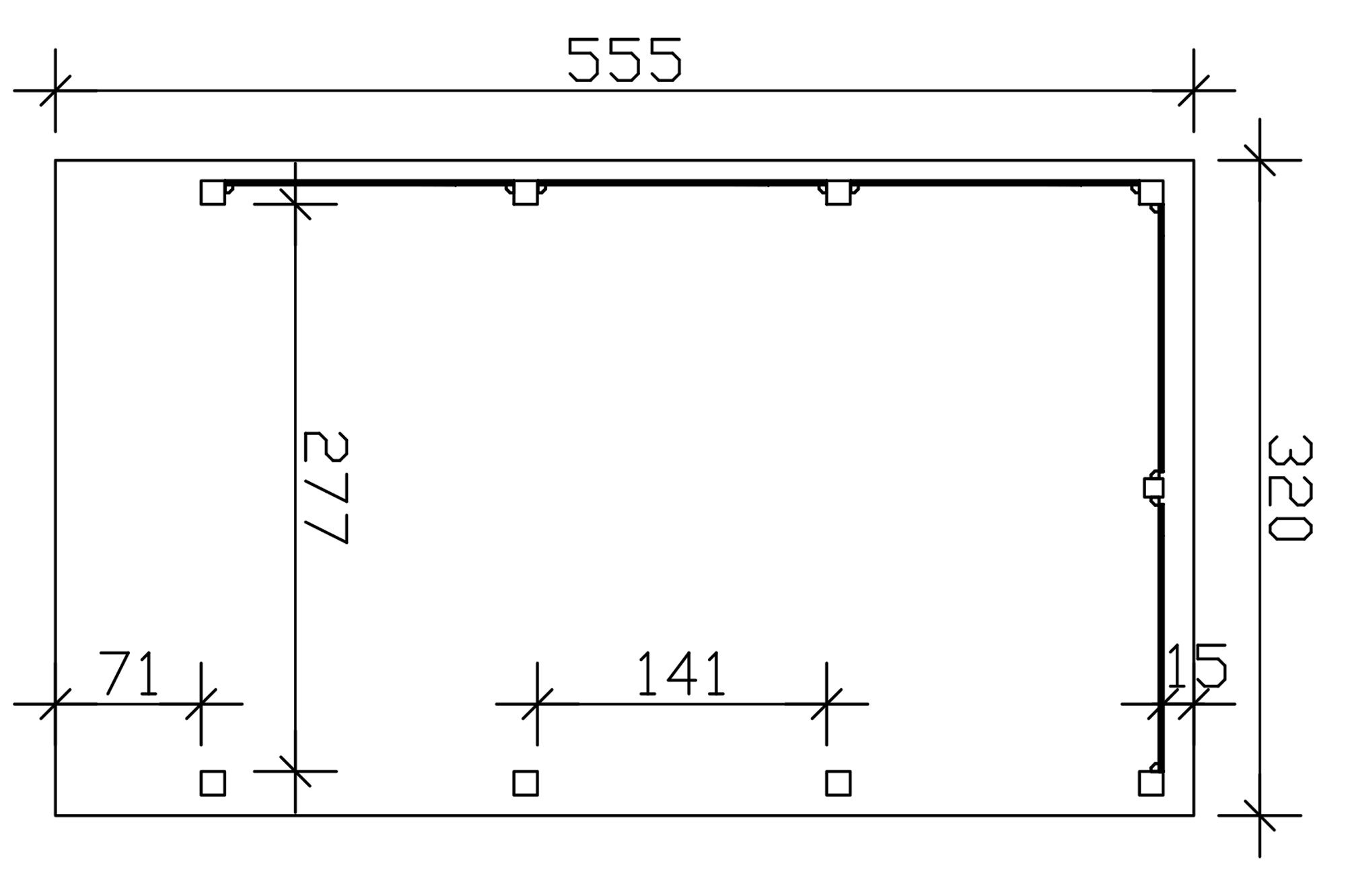 Carport Friesland Set A, 320 x 555 cm, mit Seiten- und Rückwand, nussbaum