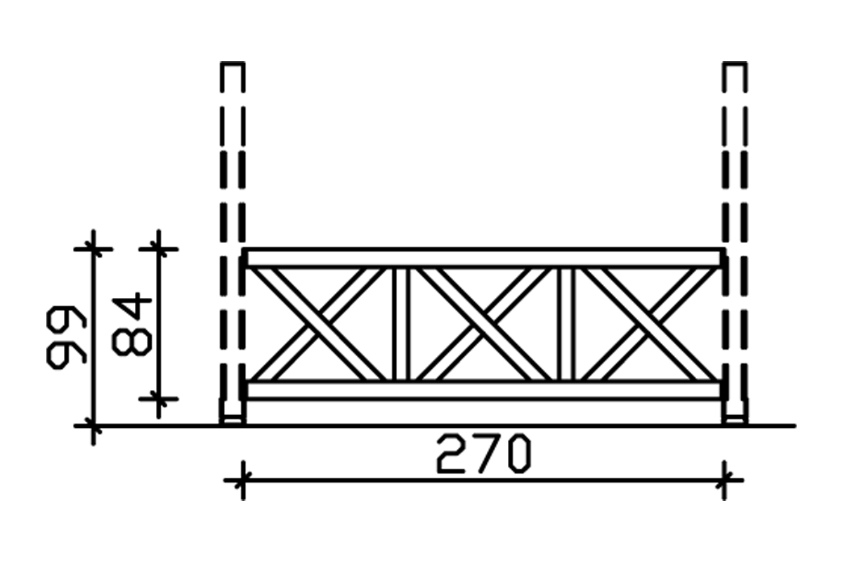 Brüstung Andreaskreuz 270 x 84 cm, Douglasie, natur