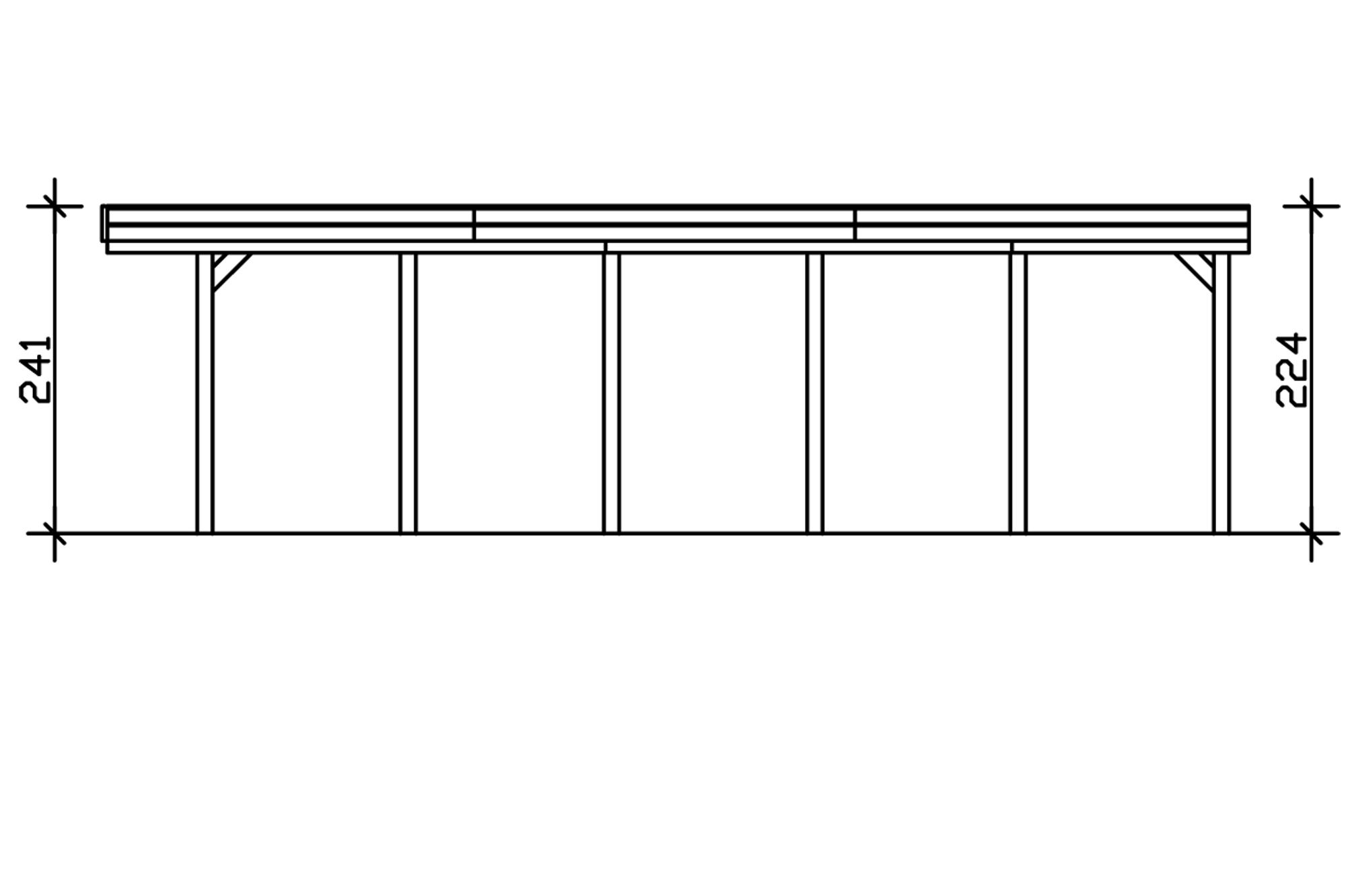 Carport Friesland 397 x 860 cm, groen geïmpregneerd, met Aluminium dakplaten