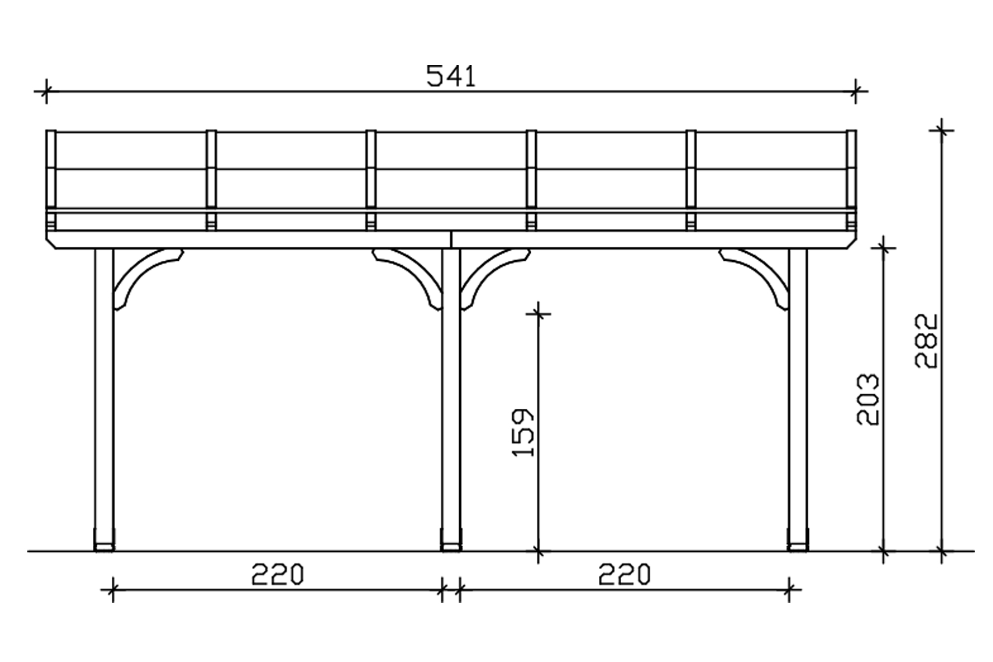 Terrasoverkapping Venezia 541 x 239 cm, gelamineerd hout, onbehandeld