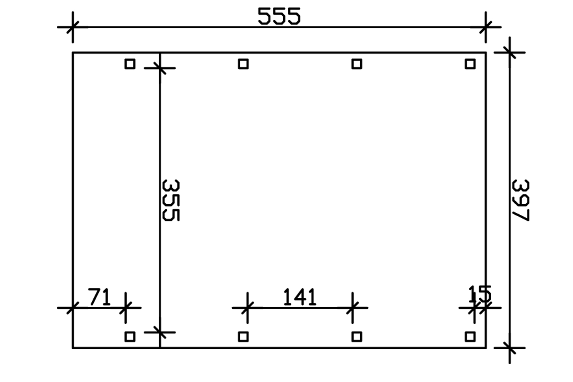 Grafik (Grundriss): Carport Friesland Caravan 397 x 555 cm