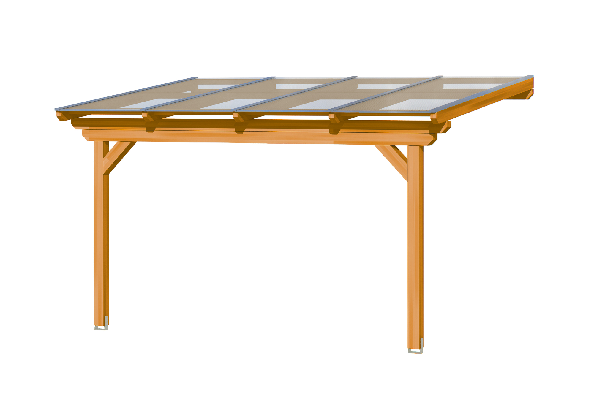 Terrace roof Ancona 434 x 400 cm, glulam, colour pre-treated light oak