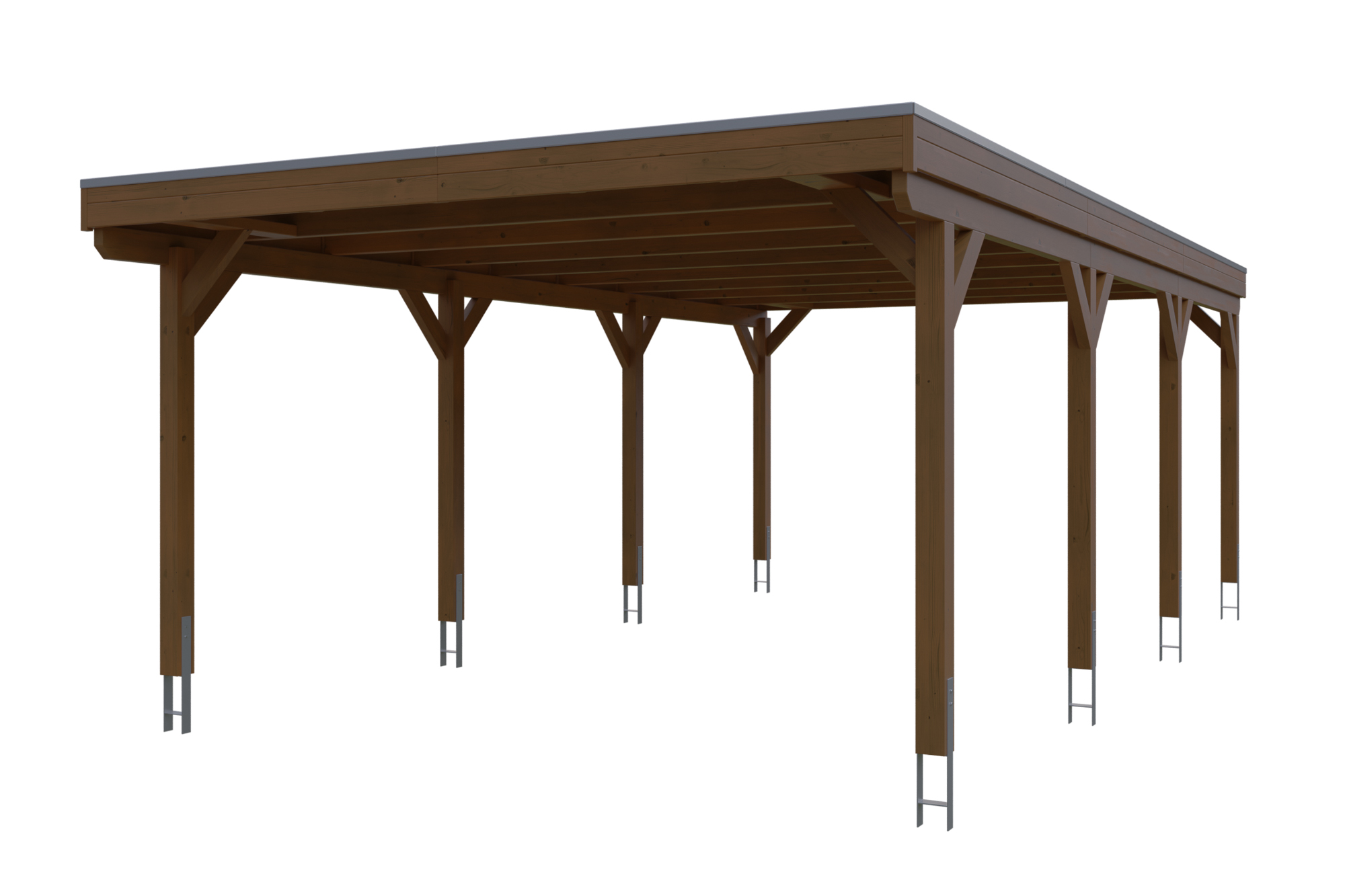 Produktbild: Carport Grunewald 427 x 796 cm, farblich behandelt in nussbaum