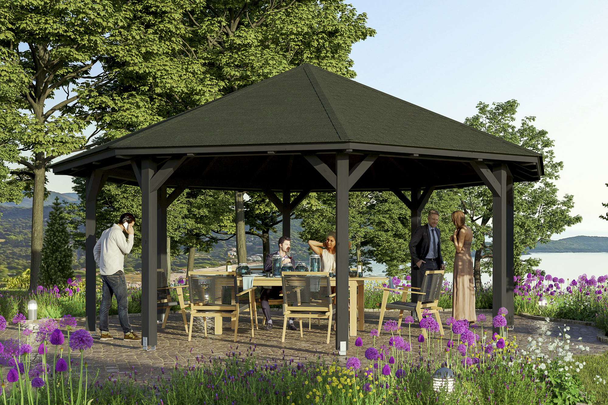 Ambientebild: Pavillon Nice 4, farblich behandelt in anthrazit