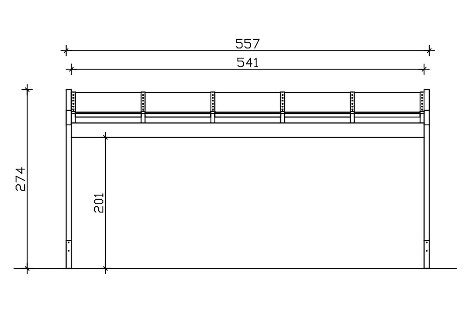 Terrassenüberdachung Novara 557 x 259 cm, Leimholz, nussbaum