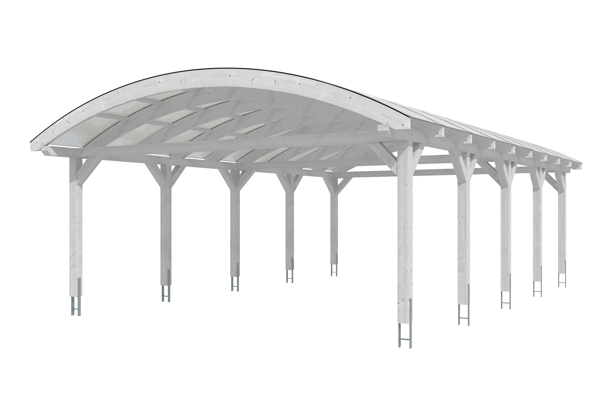 Carport Franken 635 x 969 cm, gelakt in wit, met polycarbonaatplaten