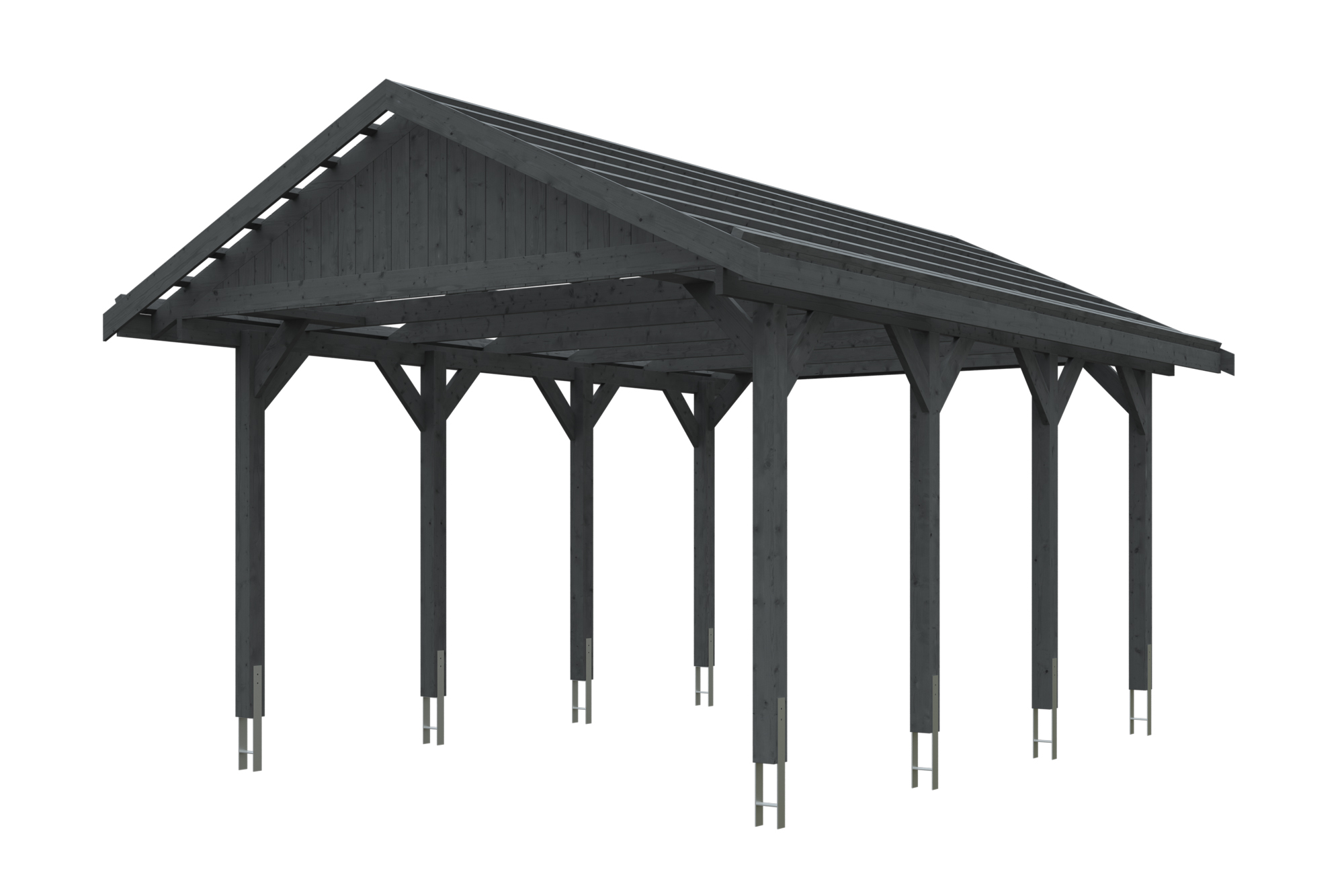 Produktbild: Carport Wallgau 430 x 600 cm, mit Dachlatten, farblich behandelt in schiefergrau