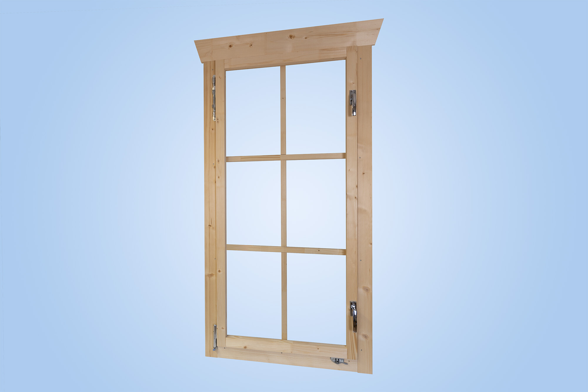 Single window, left hinge 57,5x123,5cm, 45mm, untreated