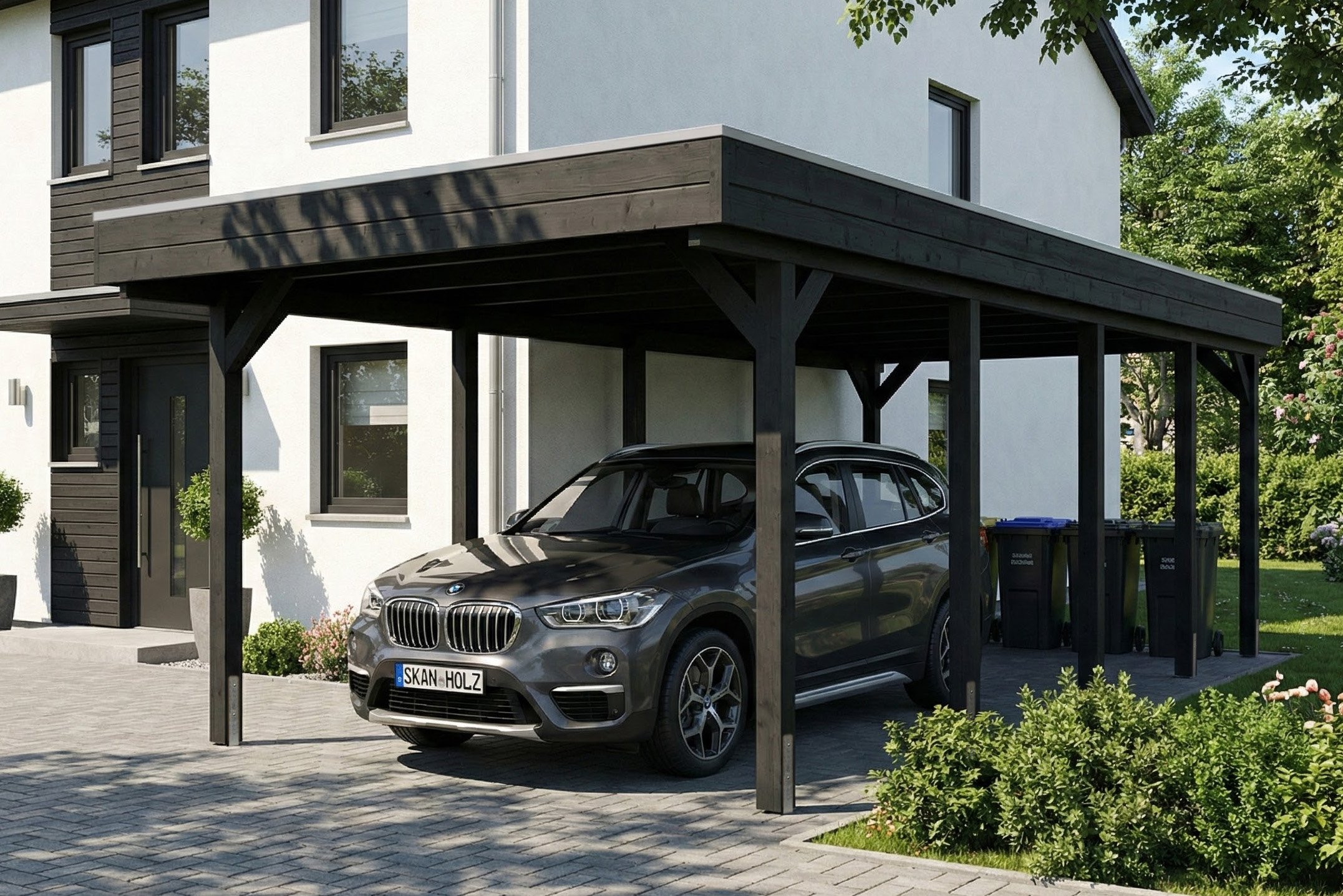 Carport Friesland 320 x 708 cm, met dakplaten, antraciet