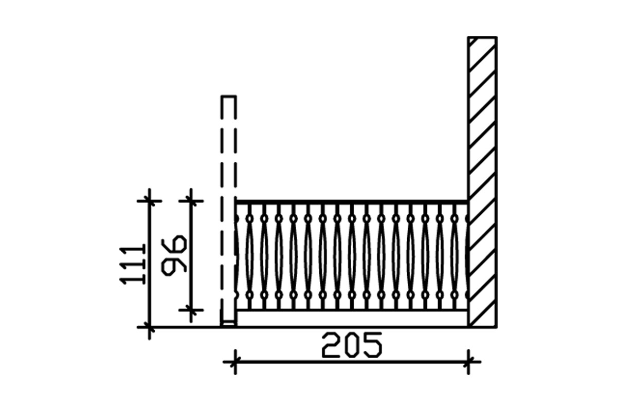 Balustrade balcony siding 205 x 96 cm, spruce, colour pre-treated in slate-grey