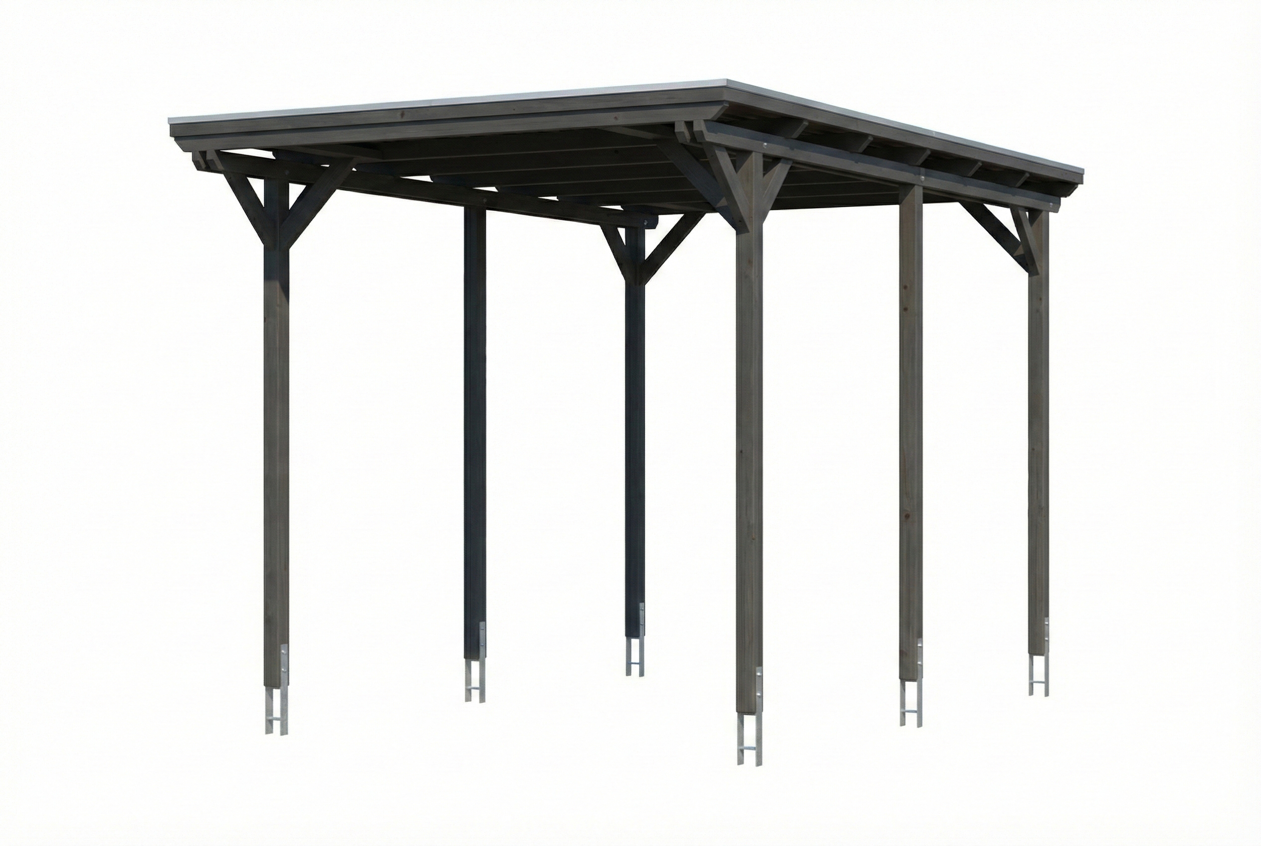 Carport Emsland Caravan 402 x 604 cm, panneaux de toit en acier avec voile de condensation antique, gris ardoise