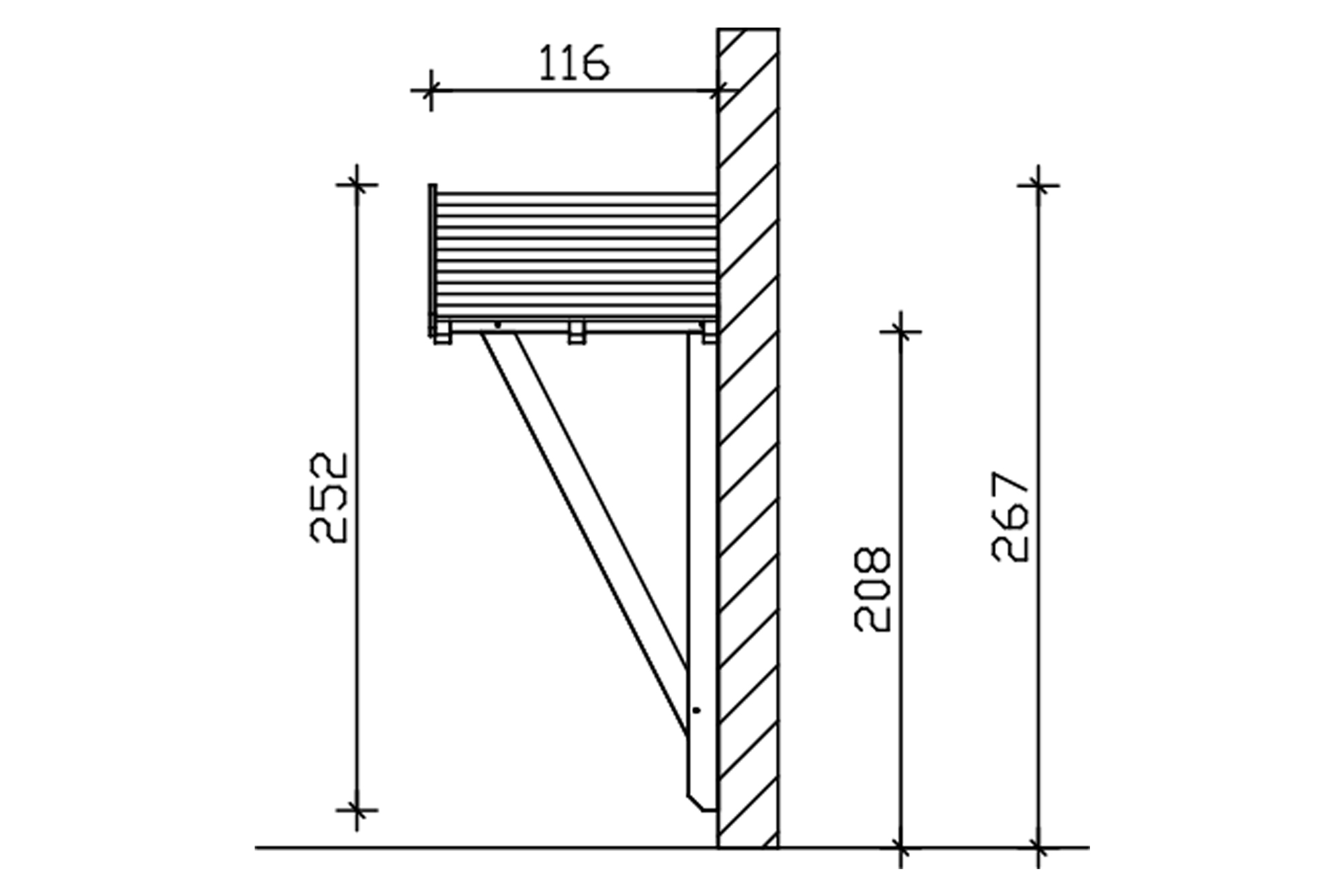 Canopy Siegen type 2, 247 x 116 cm, untreated